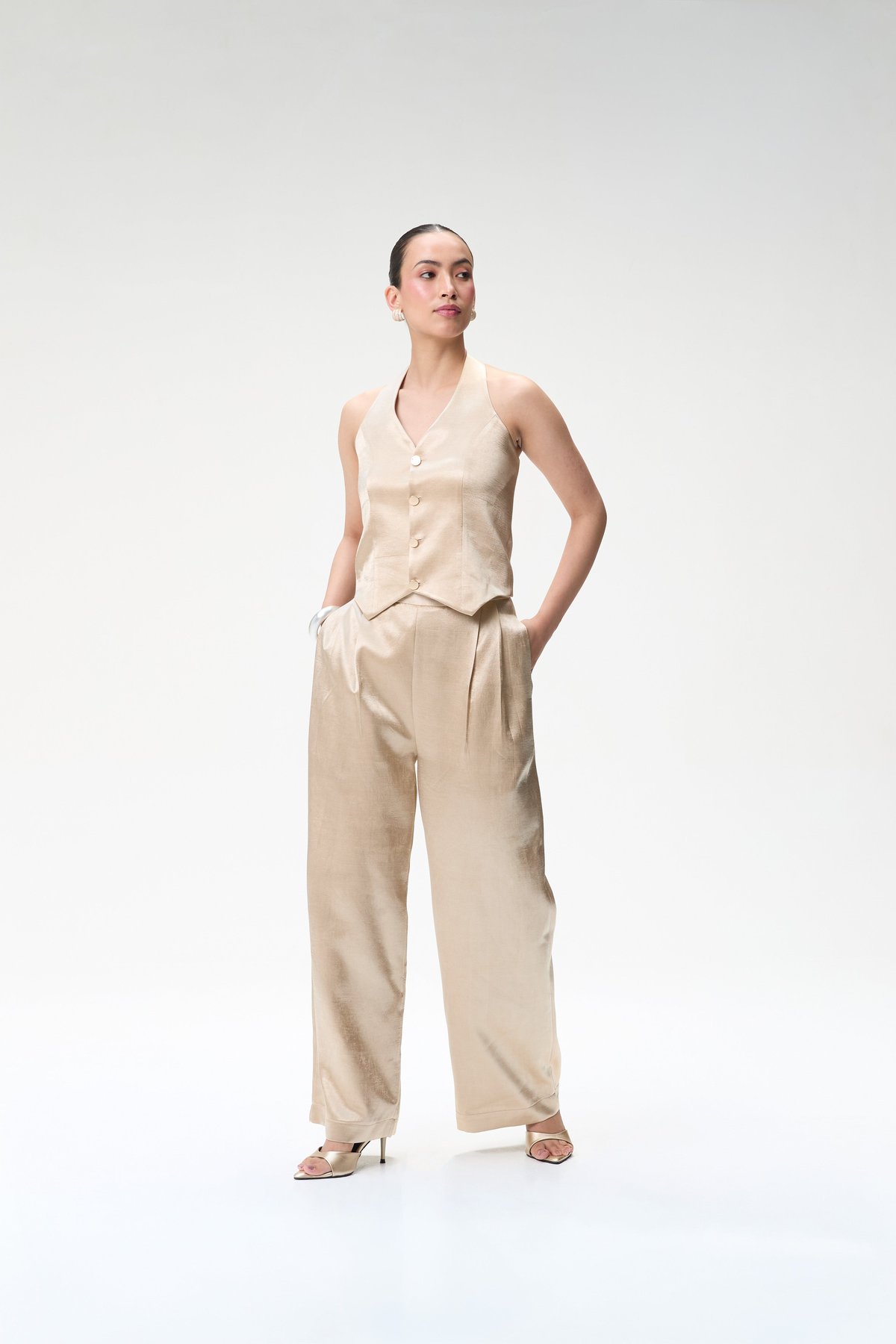 Champagne Trouser With Pleats