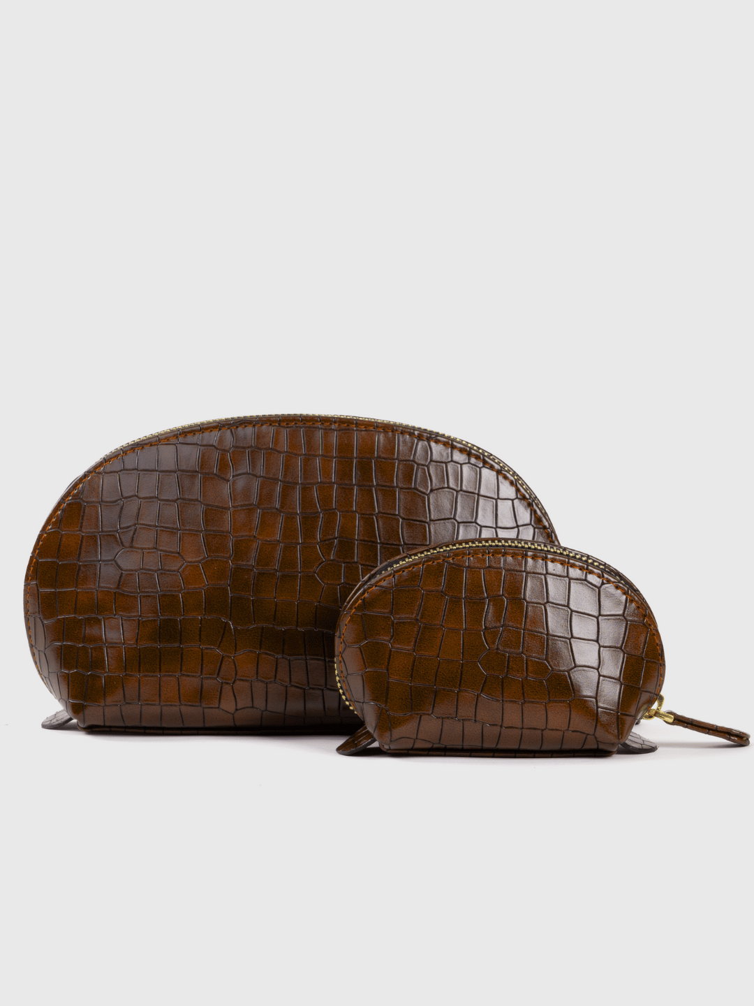 Cosmos Croco Pouch Tan - Set of 2
