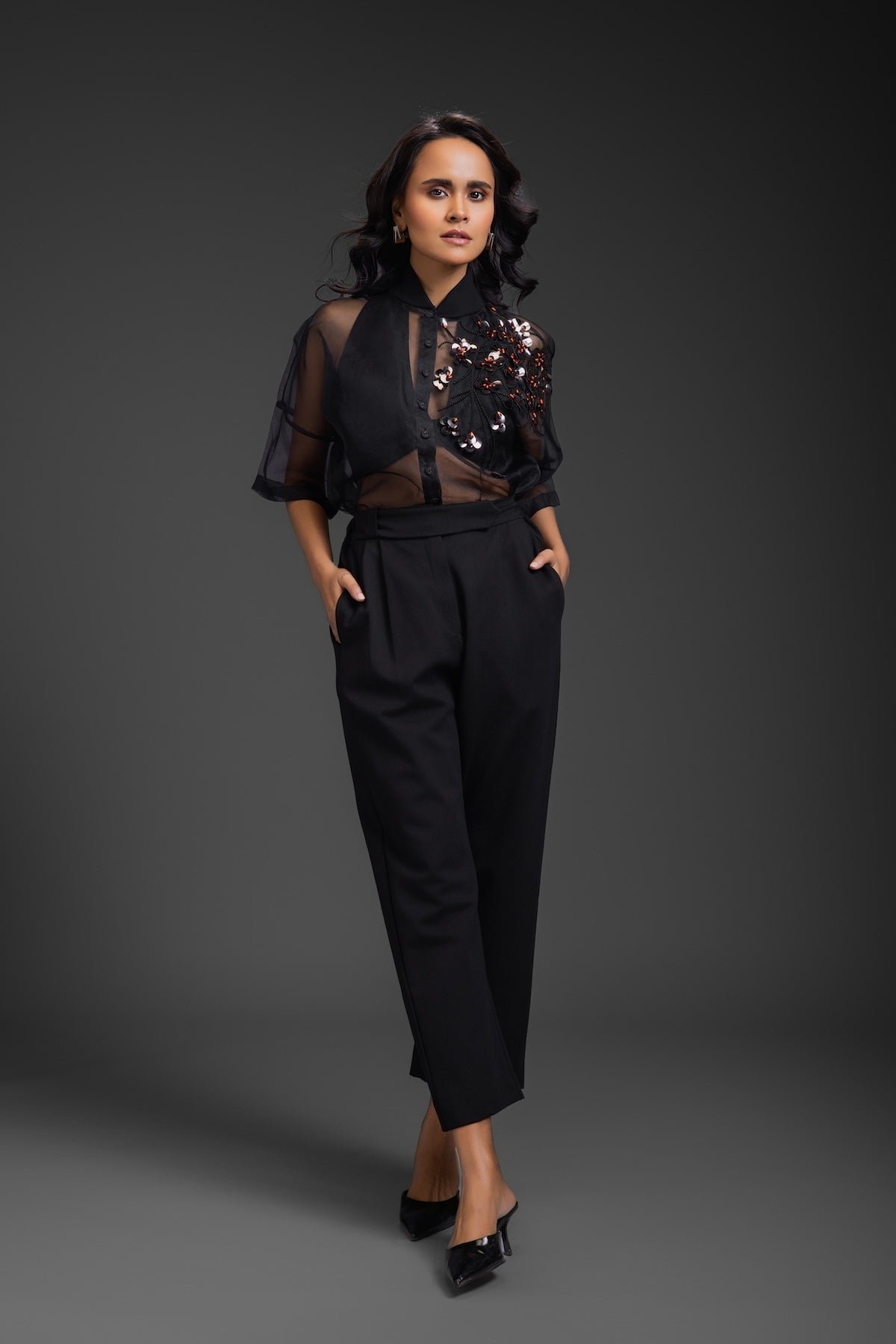 Sheer Top Paired With Pant