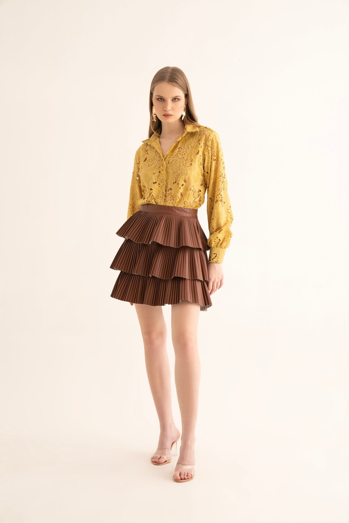 Yellow Cutwork Oversized Shirt