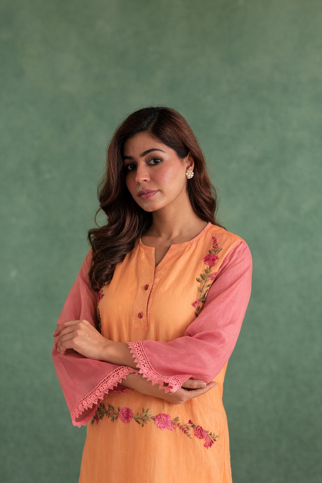 Coral Petal Embroidered Co-ord Set
