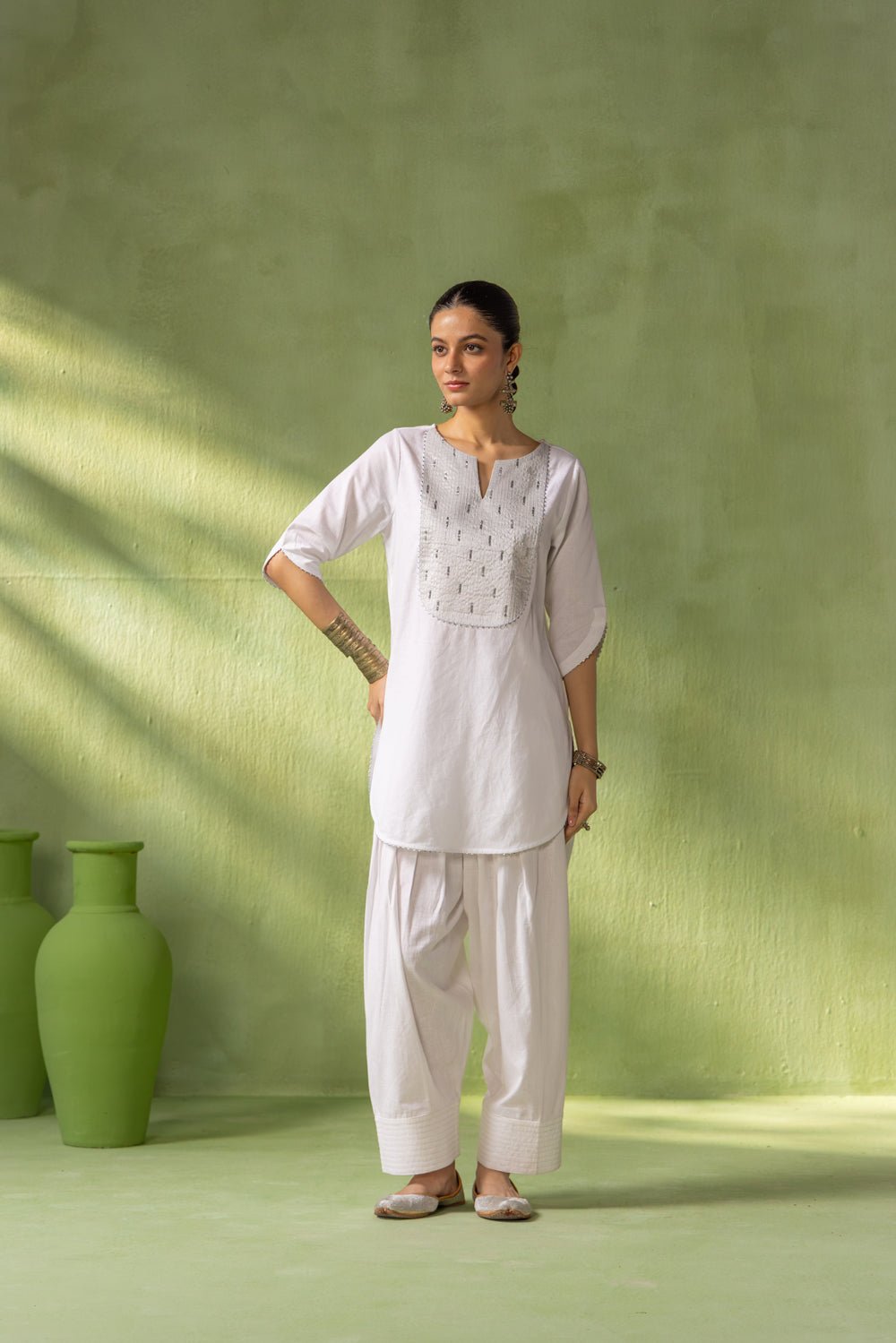 Mehr Kurta Farshi Set Silver Rain