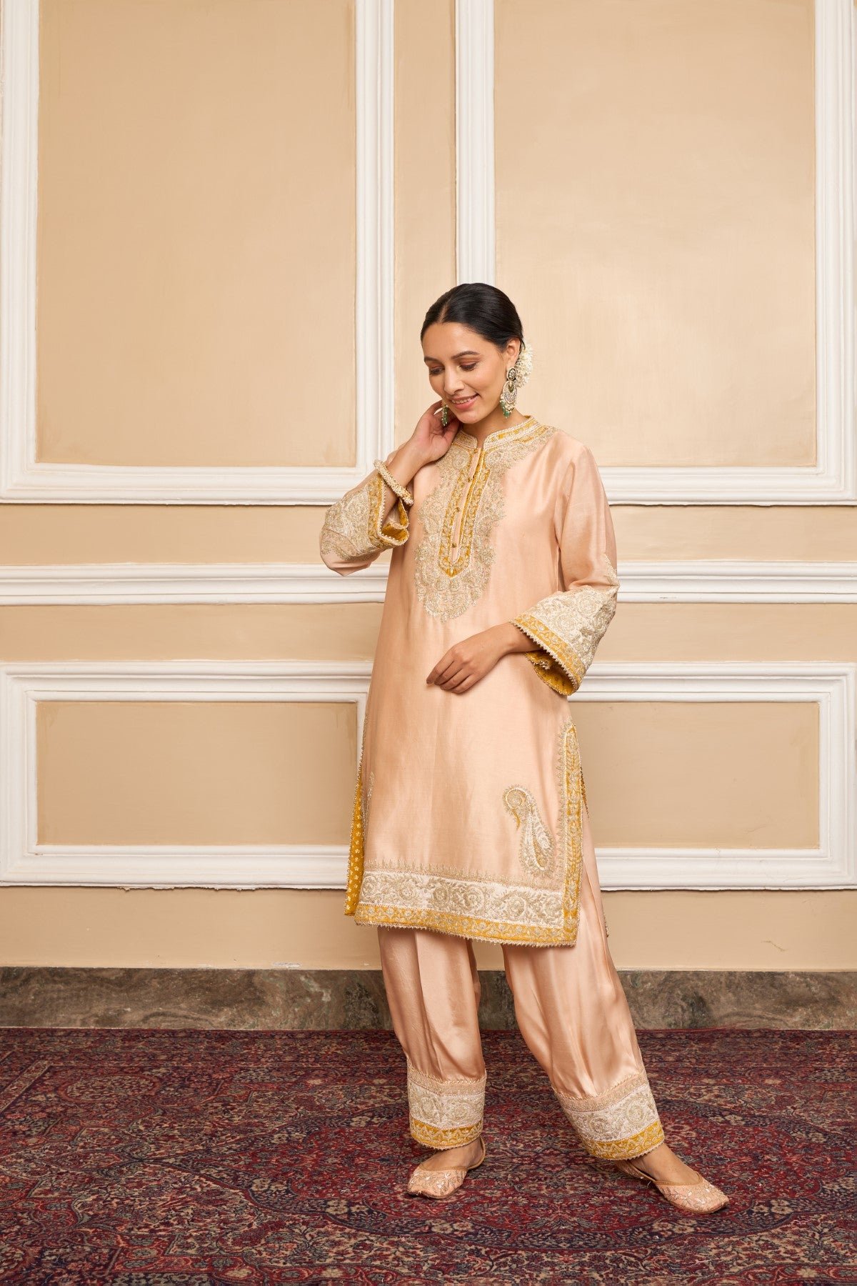 Rose Pink Embroidered Kurta Set with Salwar and Dupatta