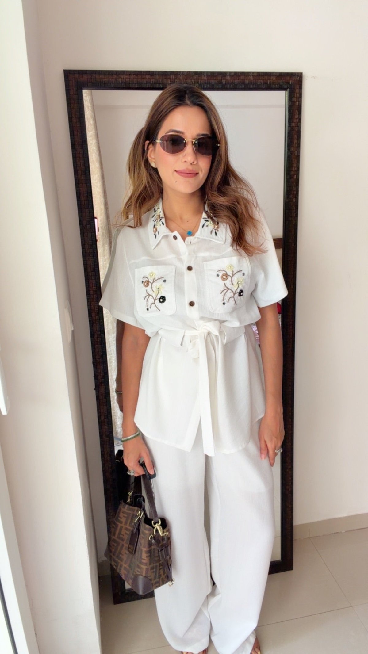 Thread Embroidered Linen Co-ord Set
