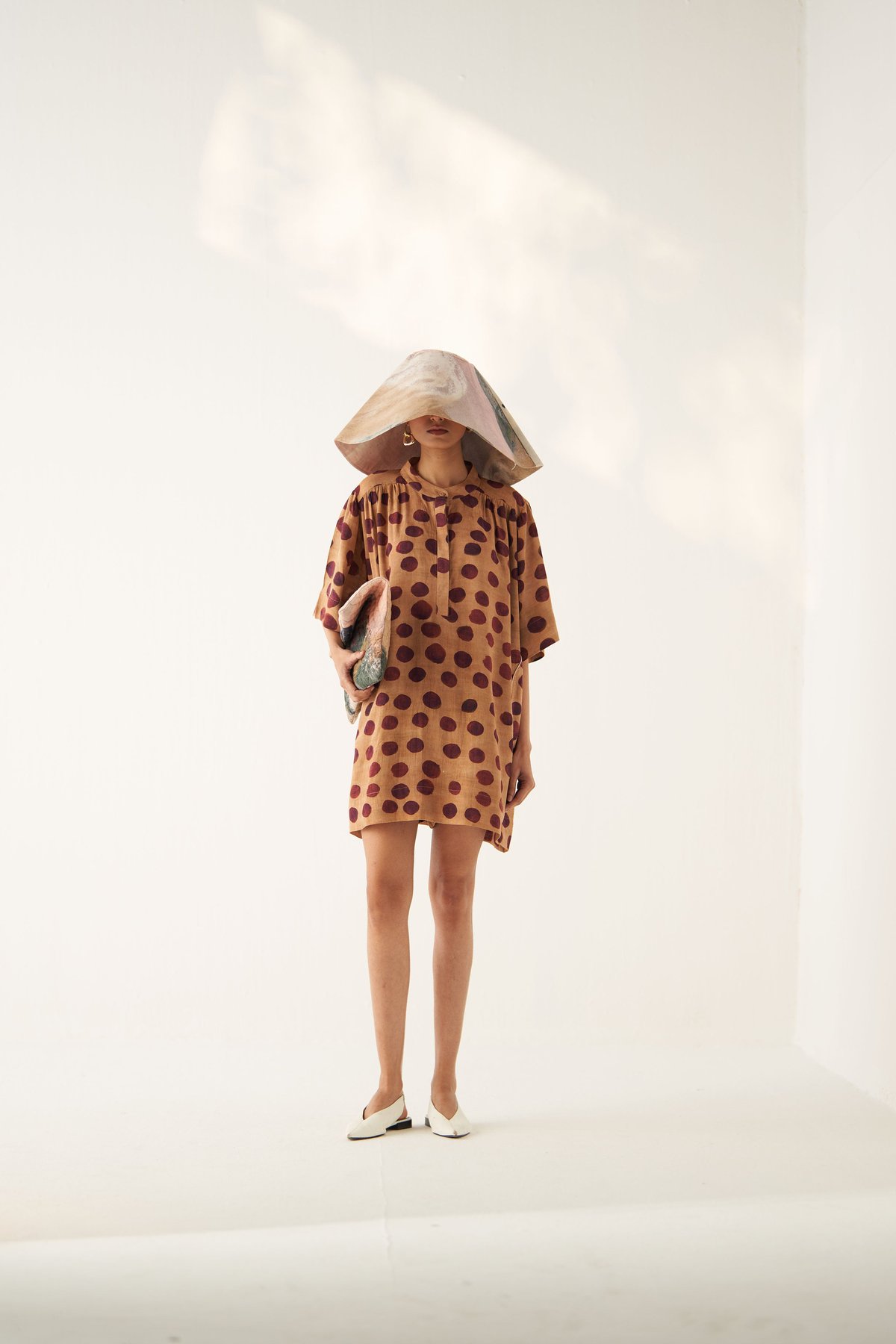Mustard Spot Print Anti-Fit Mini Shift Dress