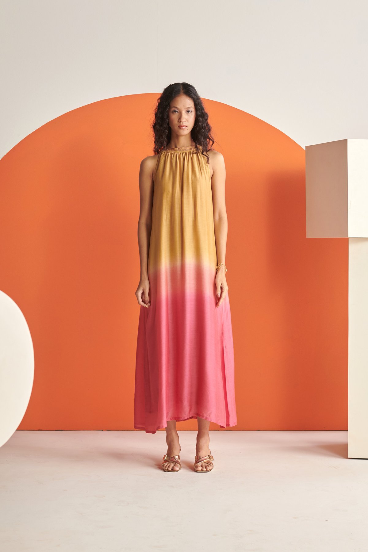 Lara Amber Rose Ombre Halter Dress