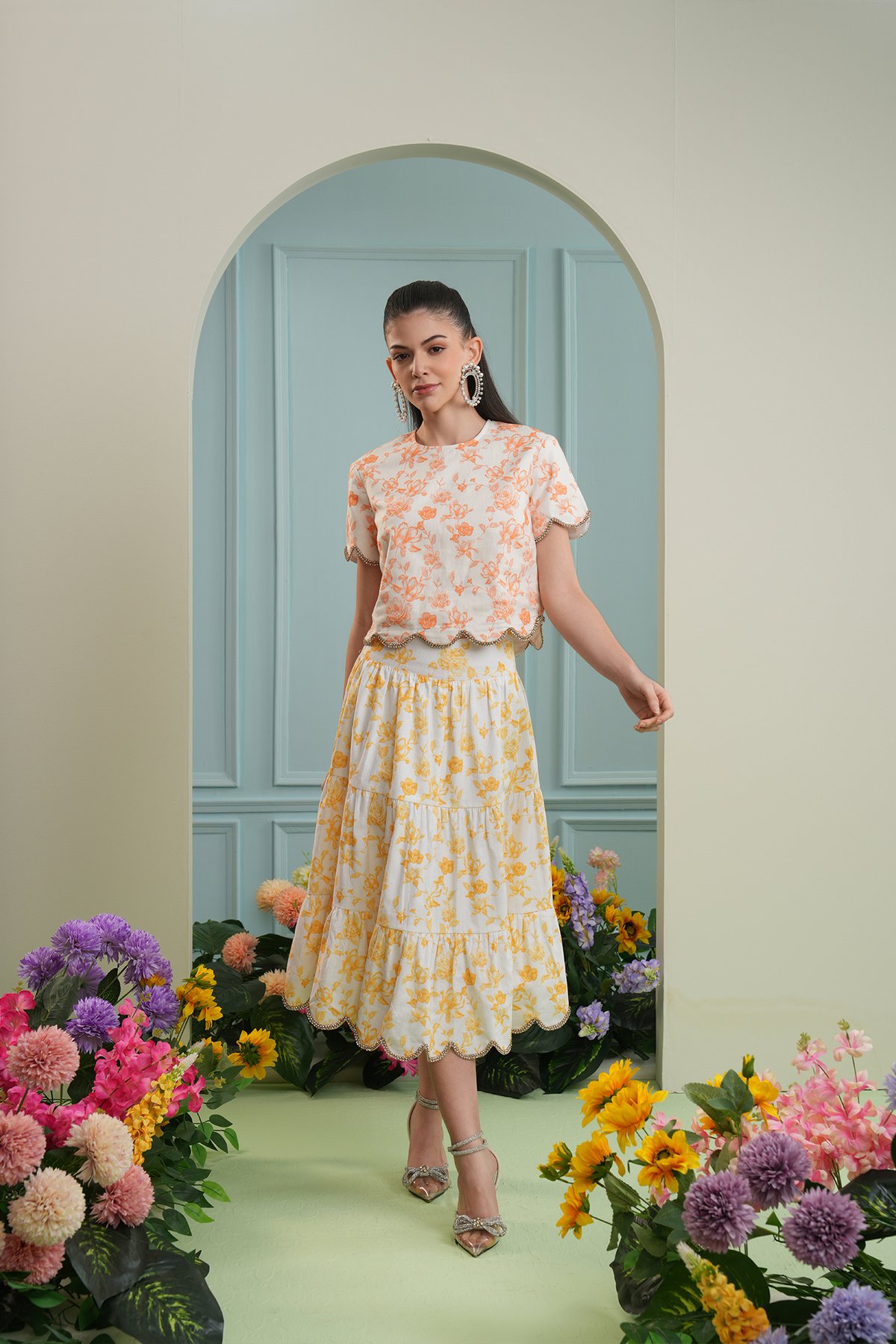 Tulum Skirt- Yellow Roses