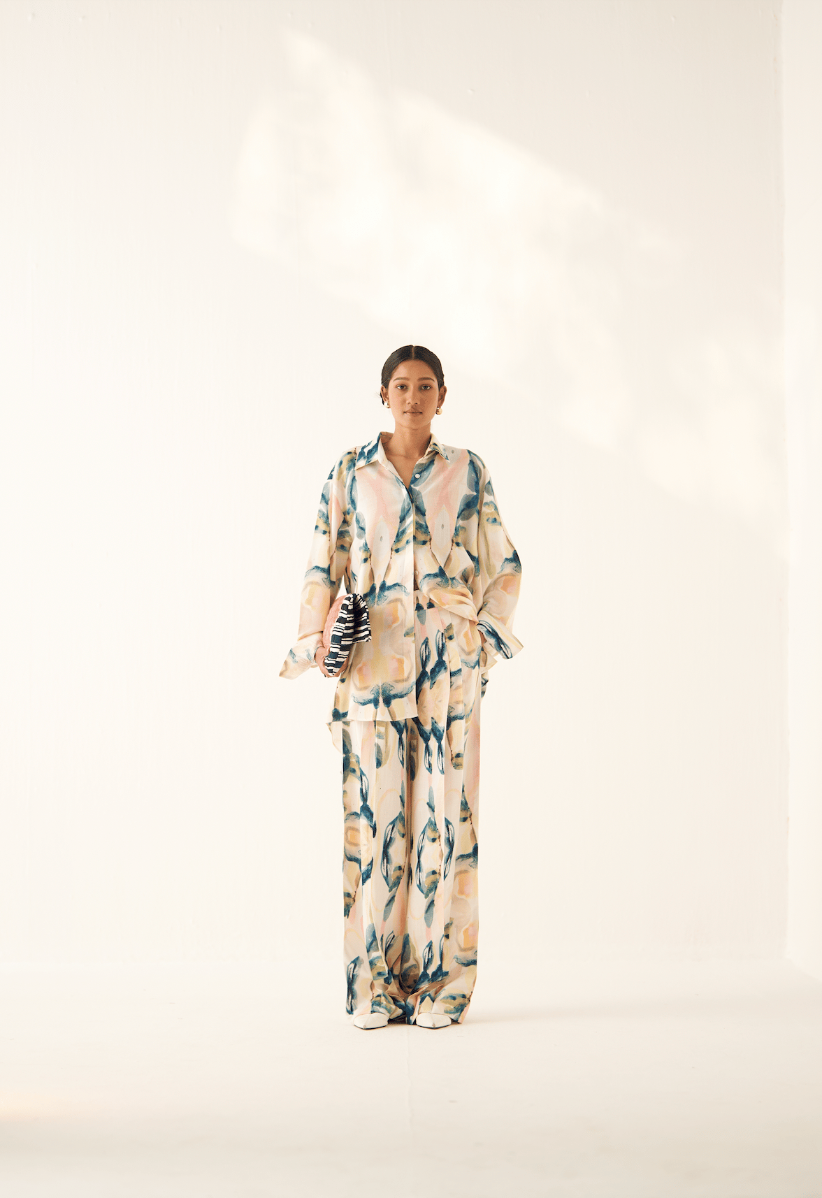 Off-White Abstract Printed Wide-Leg Pleat Trousers
