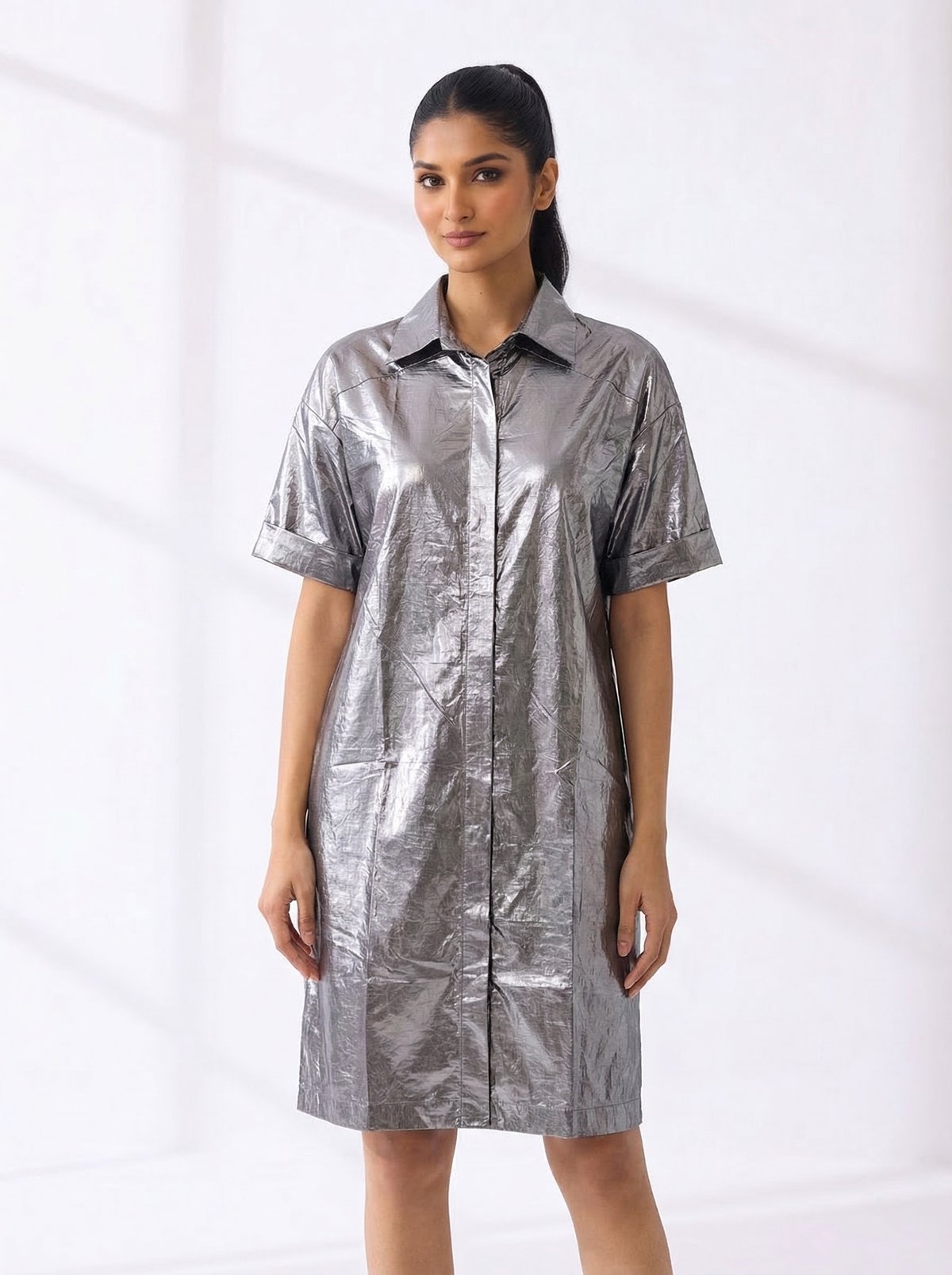 Metallic Shirt Dress