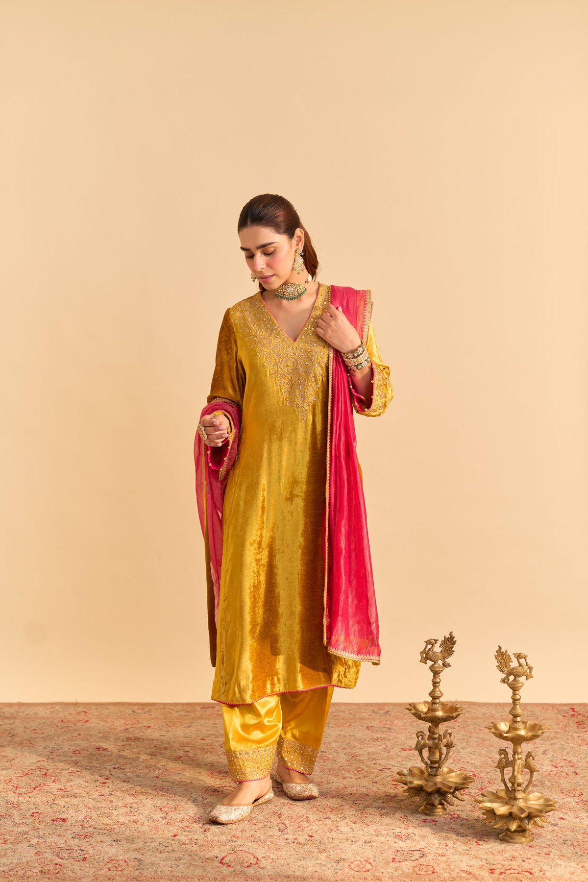 Aynaz- Silk Velvet Kurta With Salwar