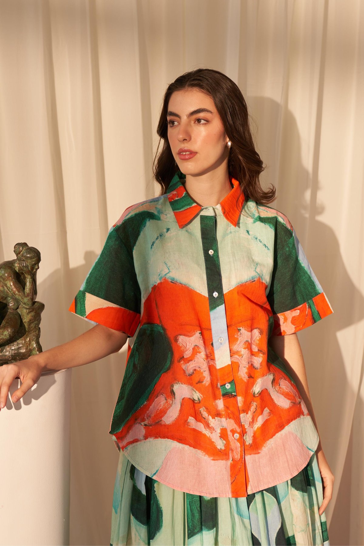 Multicolor Abstract Print Oversized Resort Shirt