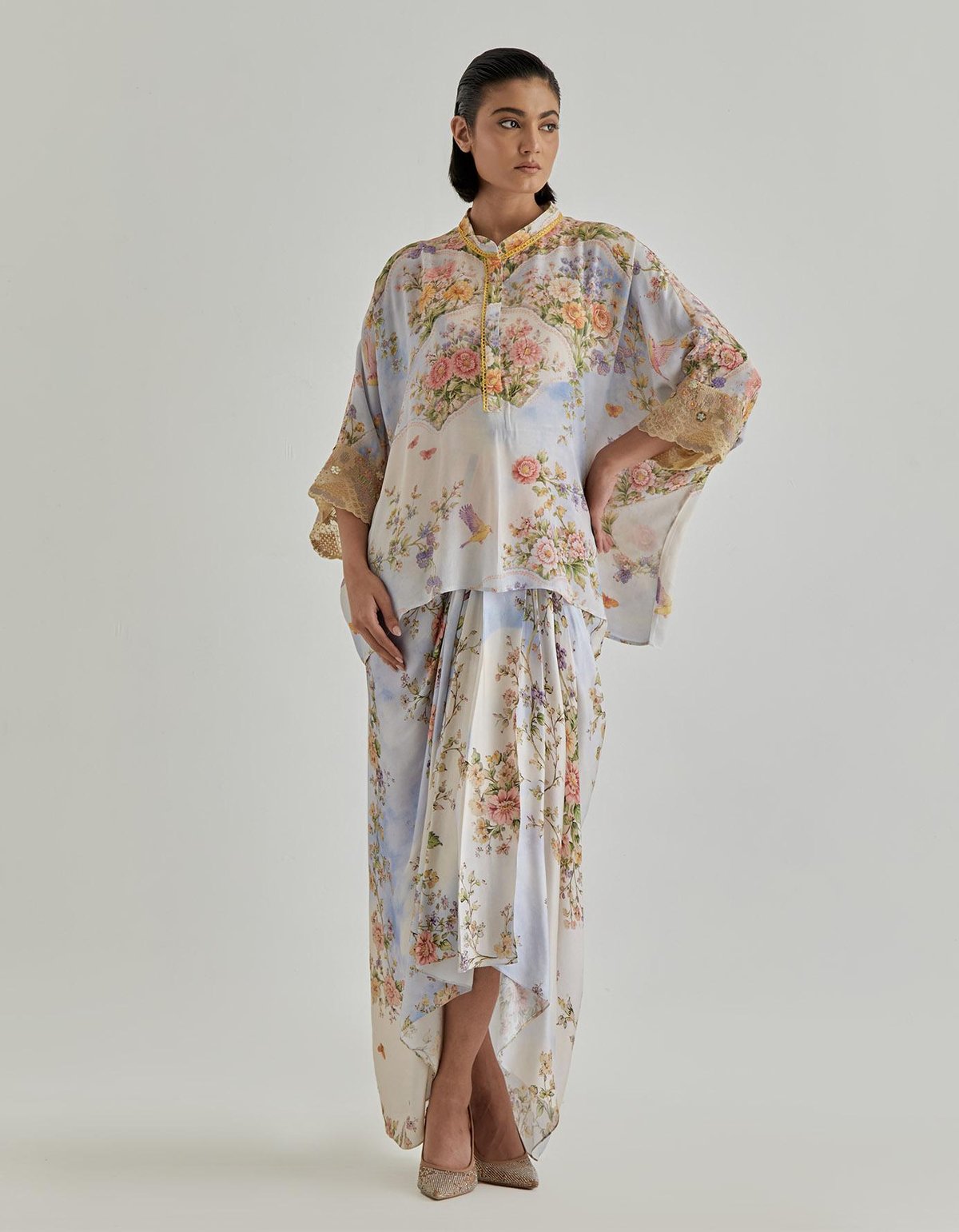 OffWhite Jardin Flou Drape Skirt Paired Baggy Top