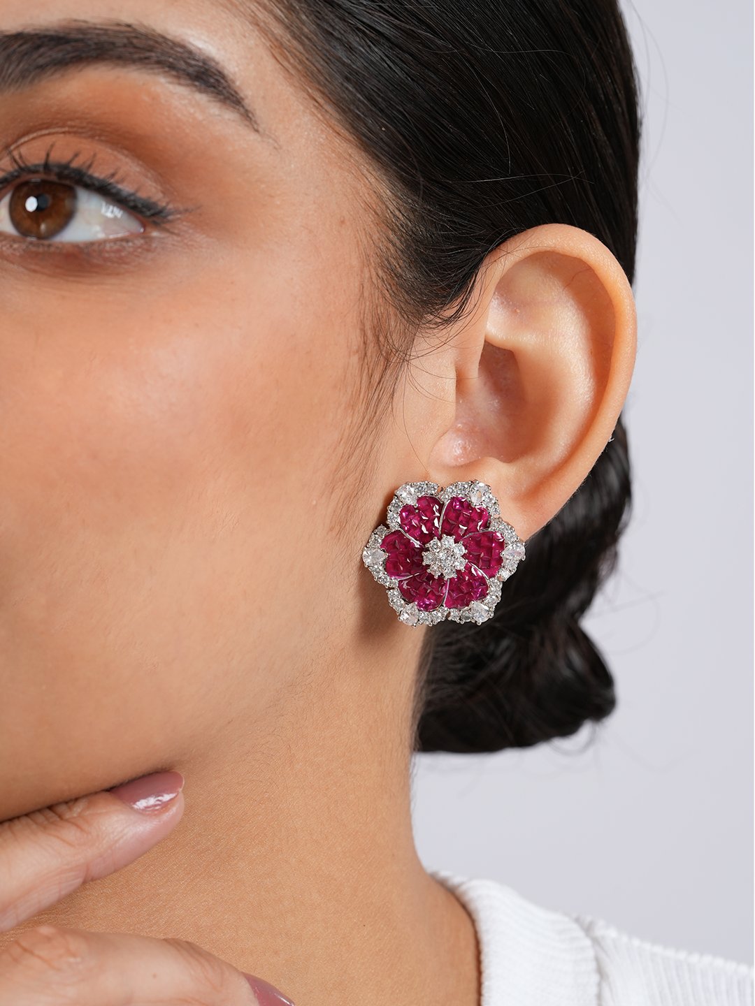Ruby Bloom Stud Earrings