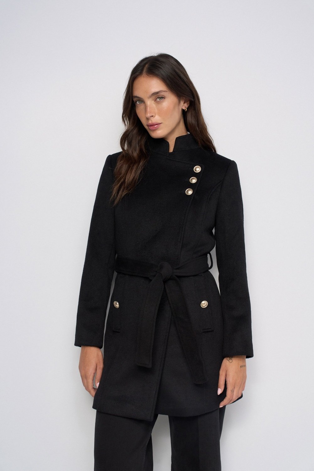 Grace Wool-Blend Coat With Belt And Buttons