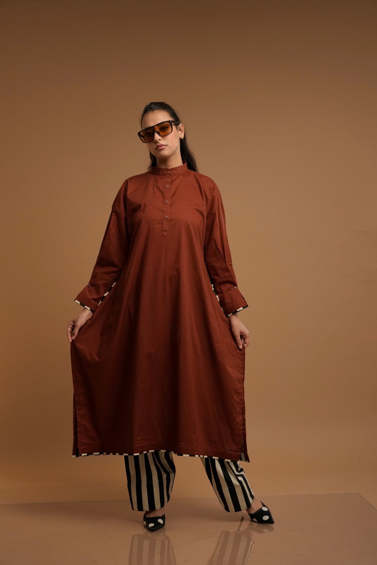 Terracotta Organic Cotton A-Line Kurta Set