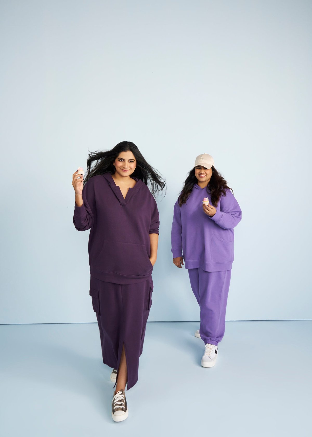 Plum Cotton Terry Maxi Skirt with Cargo Pockets