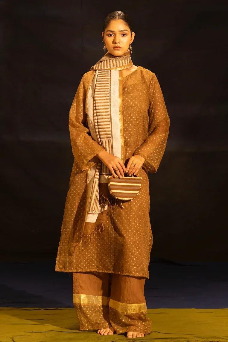 Illume Rivet Piano Muddy Kota Kurta Set with Slip (Set of 3)