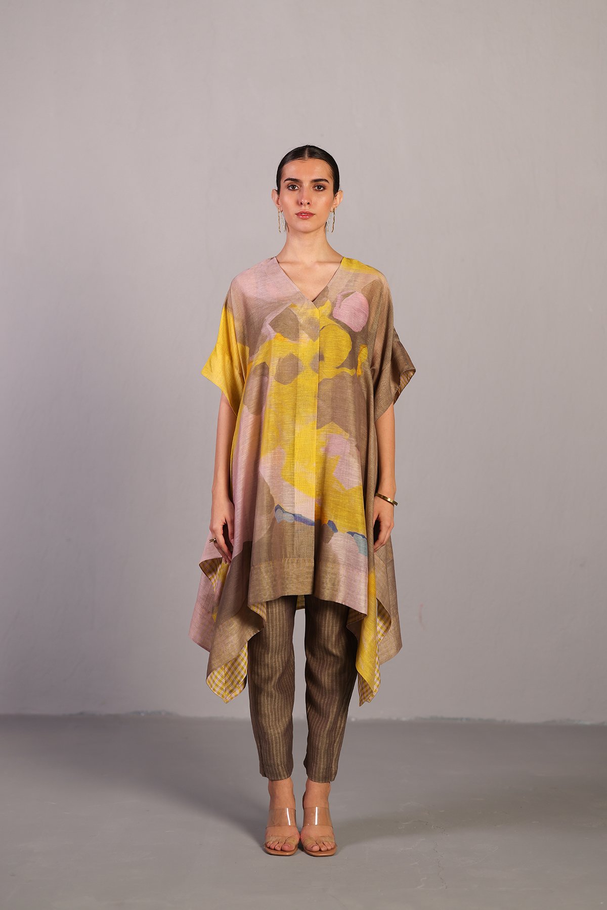 Candy Beige And Bright Yellow Kurta Set