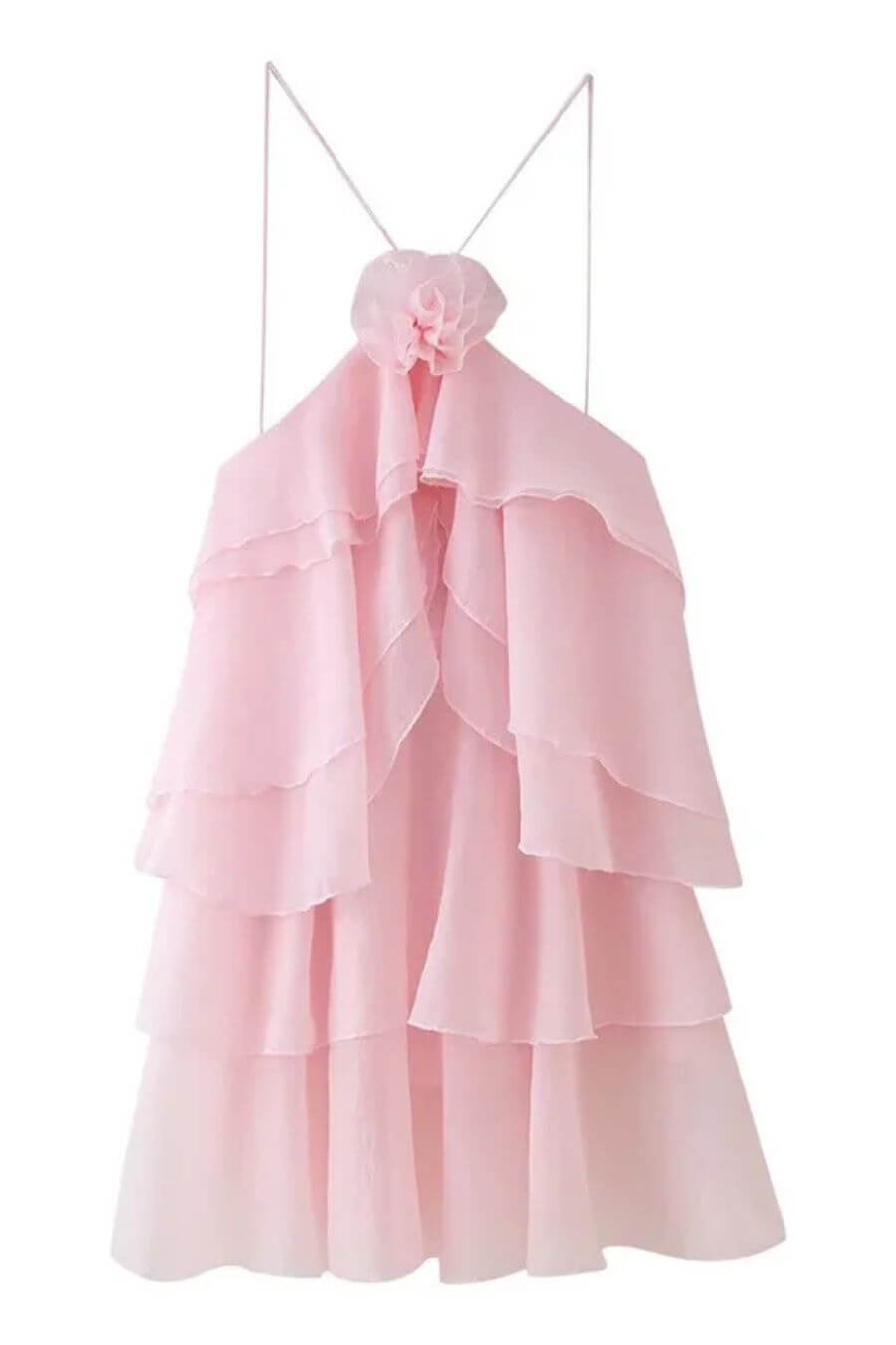 Baby Pink Rosette Ruffle Dress