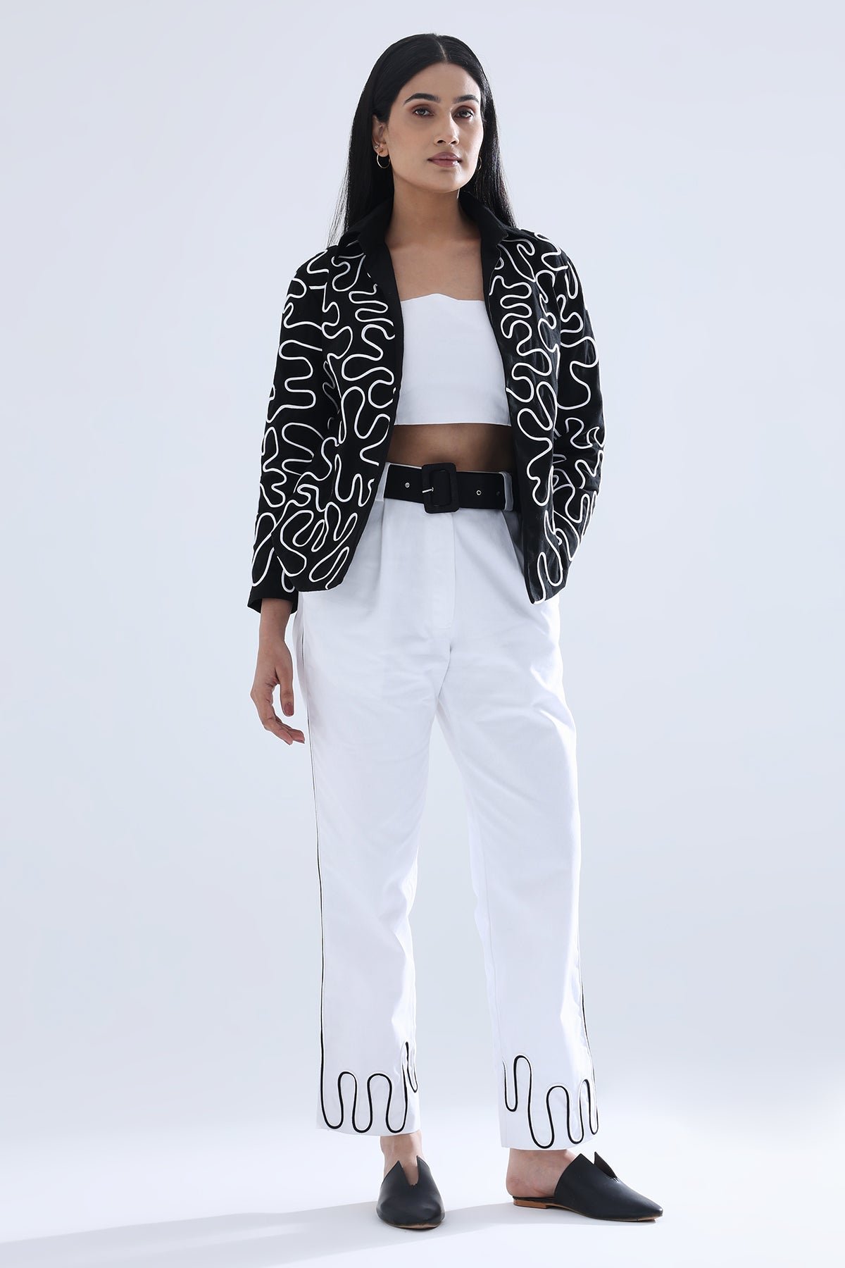 Black and White Dori Detail Blazer and Pant Co-ord Set