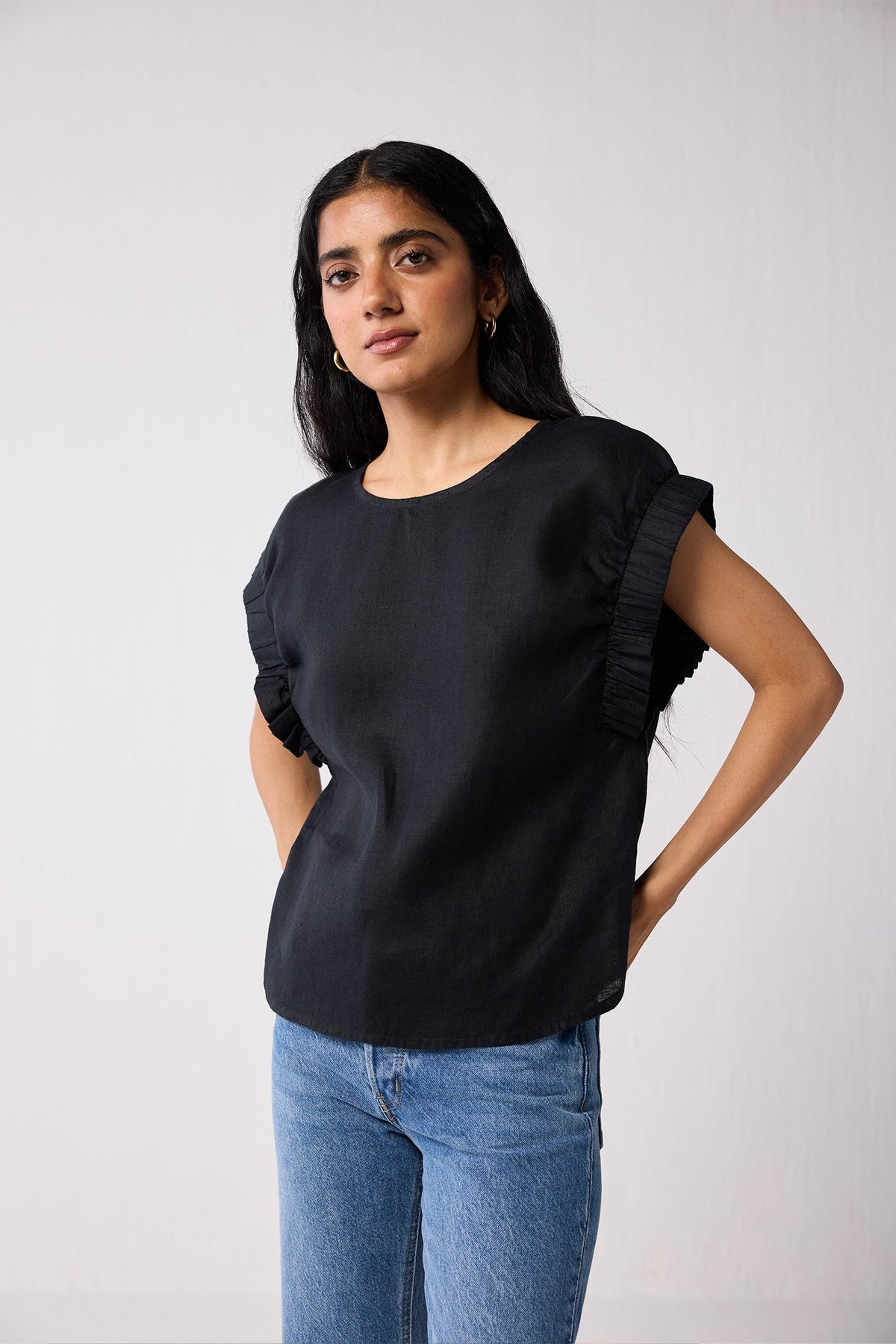 Hemp Top with Gathered Sleeve Detail
