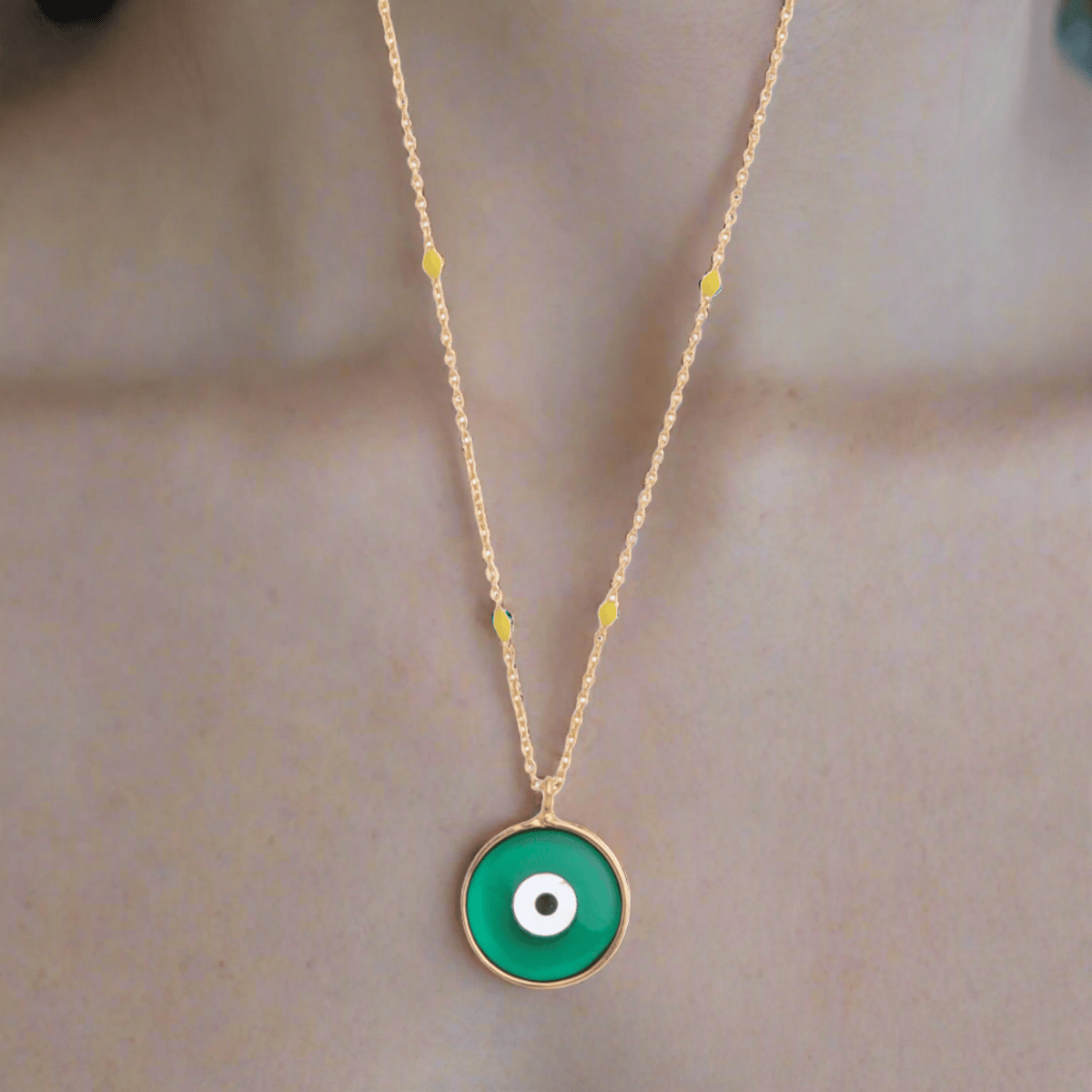 Garden Green Evil Eye Necklace