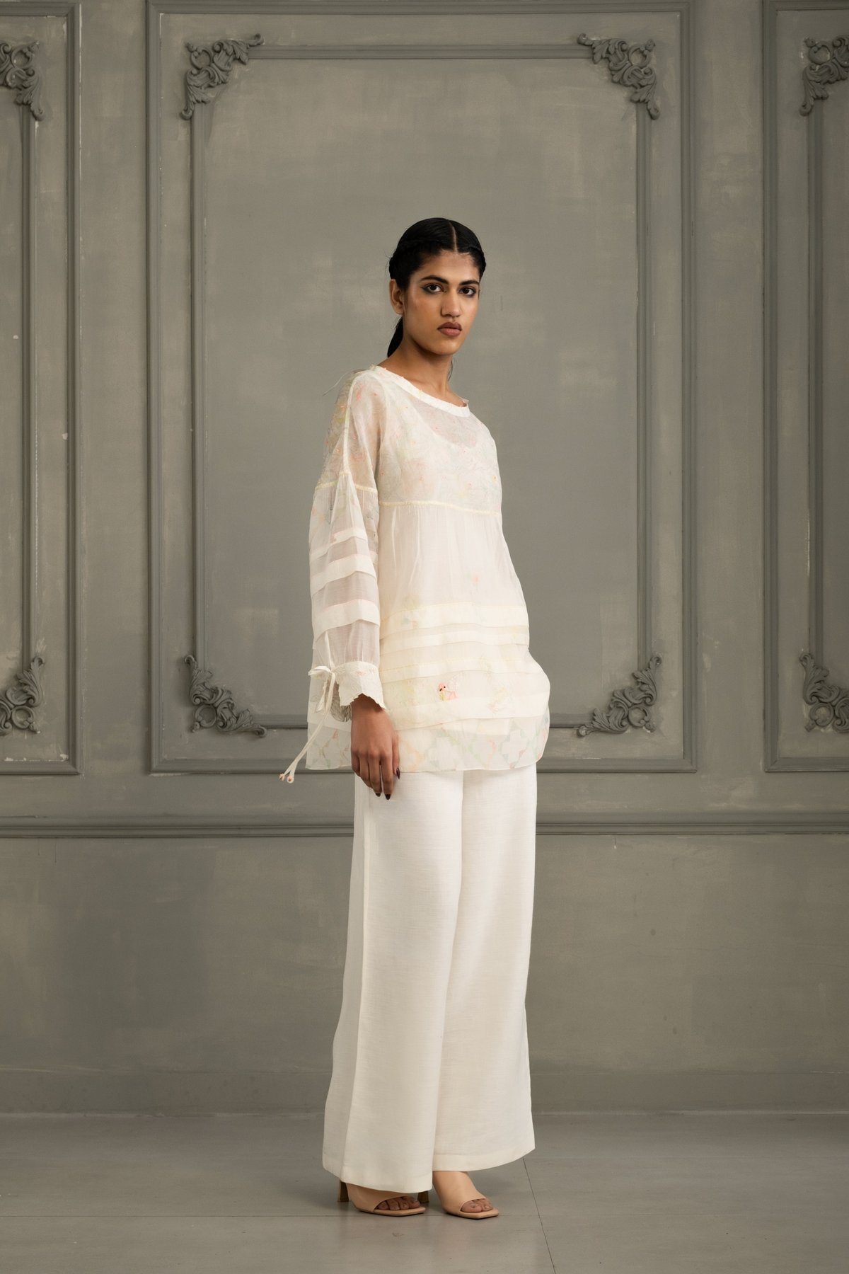 Ivory Top In Mul Chanderi With Embroidery