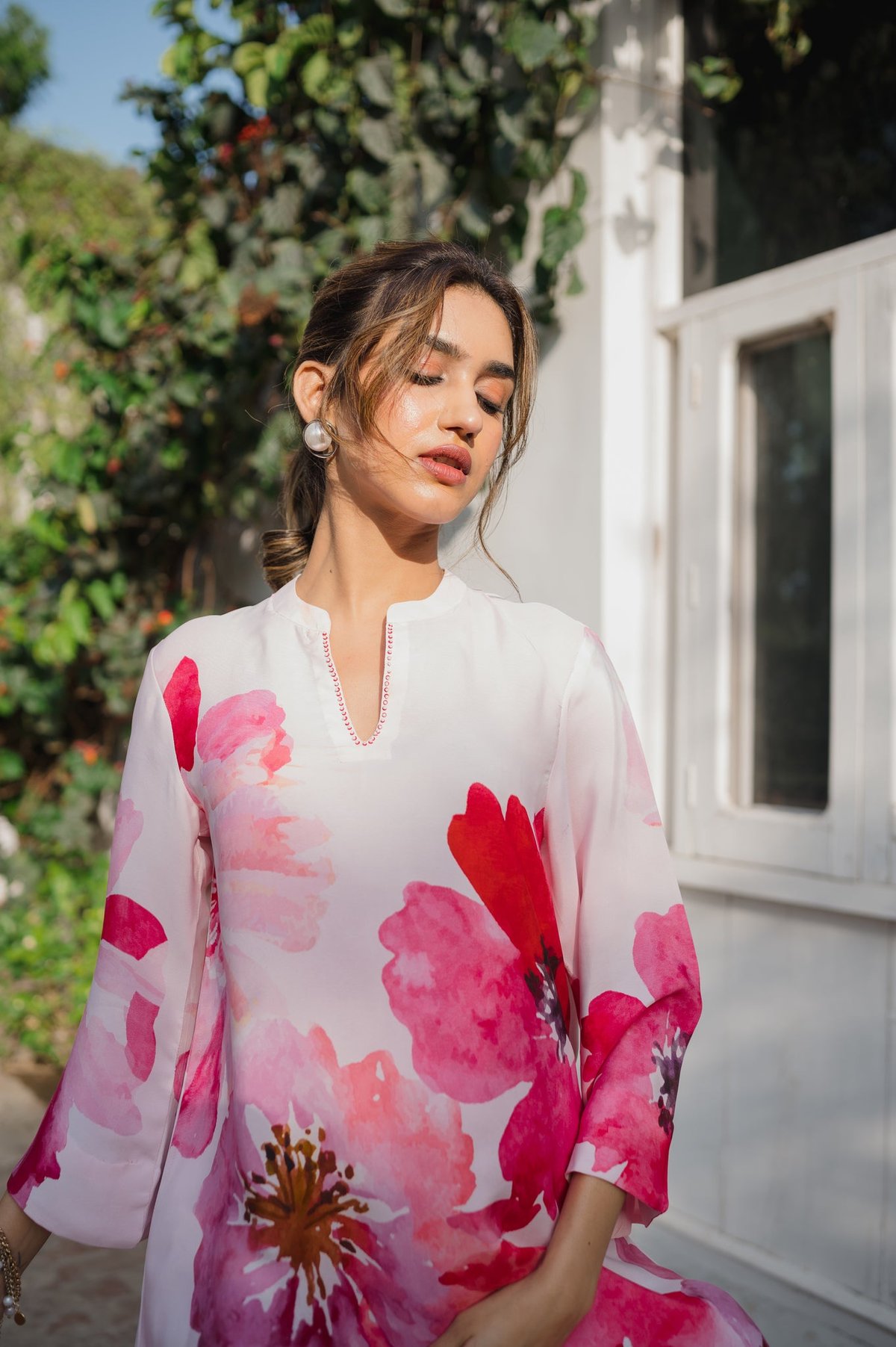 Shades of Pink Floral Printed Modal Kurta Set