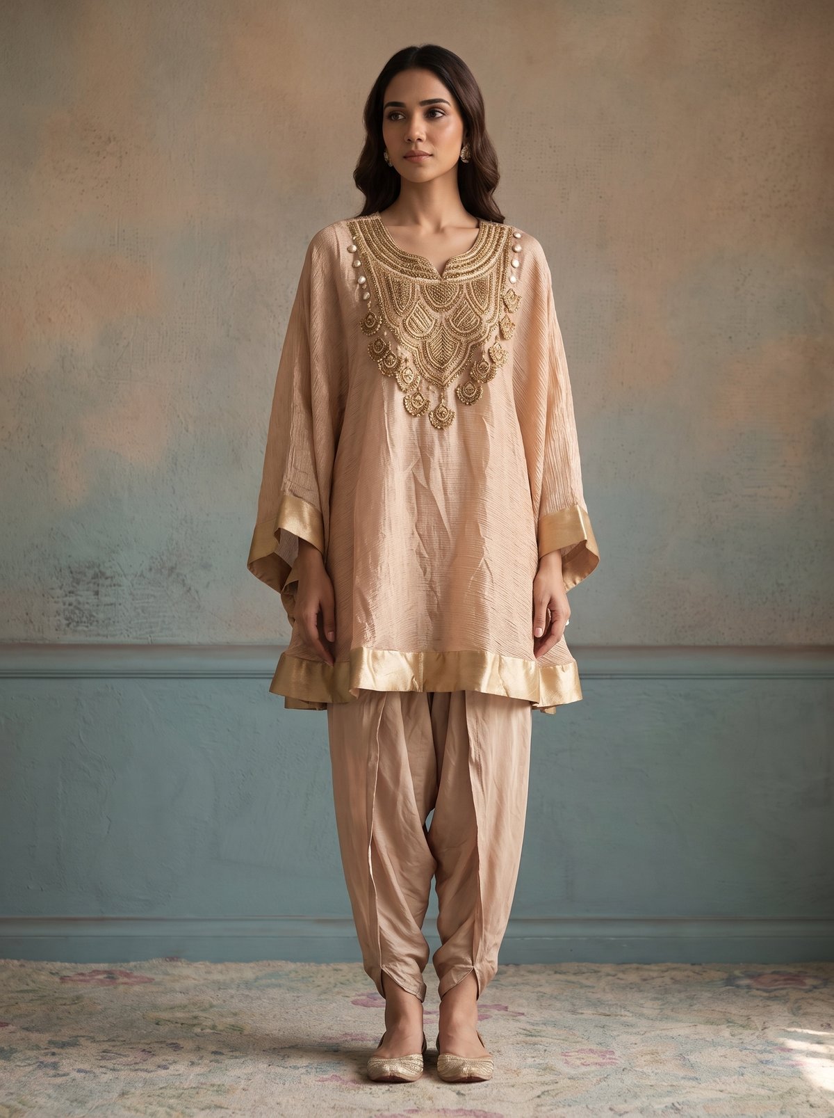 Peach Orchid Kurta Set