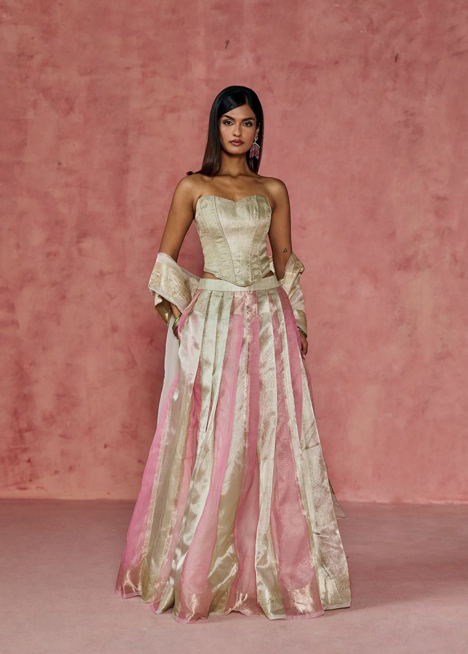 Lily Brocade Corset Lehenga Set