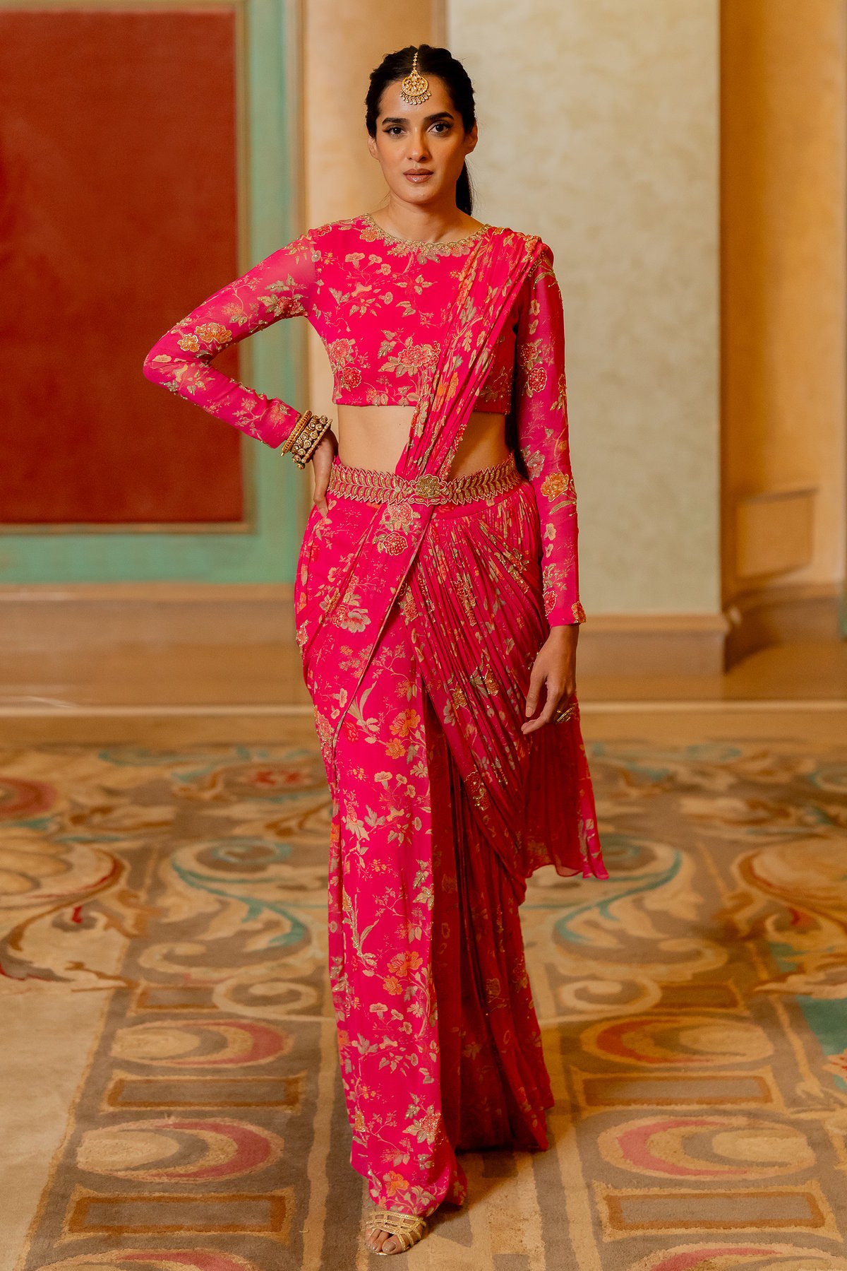 Alaia Saree Set ��Rani Pink