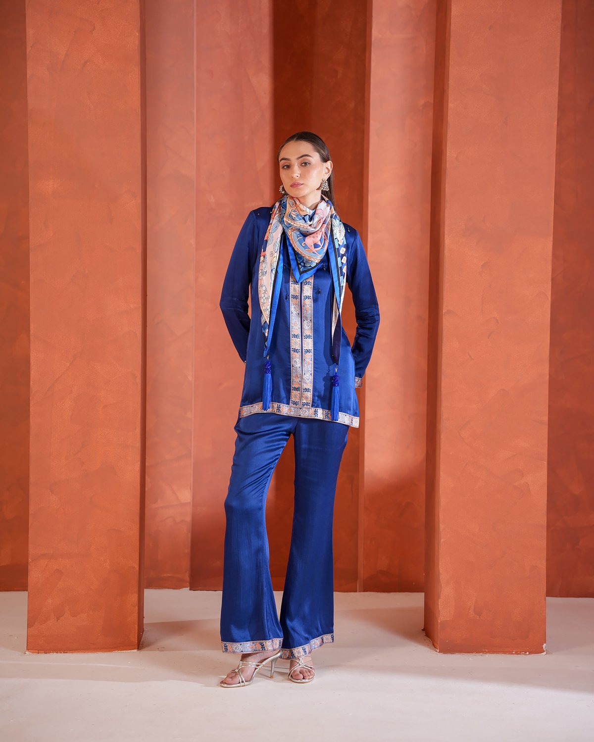 Afsana Shirt Scarf Pant Set