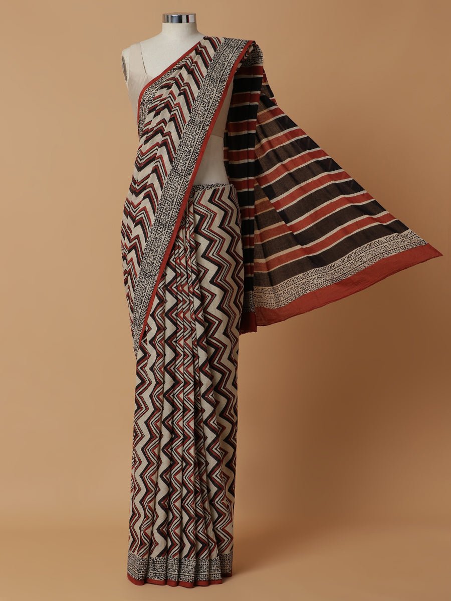 Hand Block Chevron Printed Cotton Mulmul Rozaana