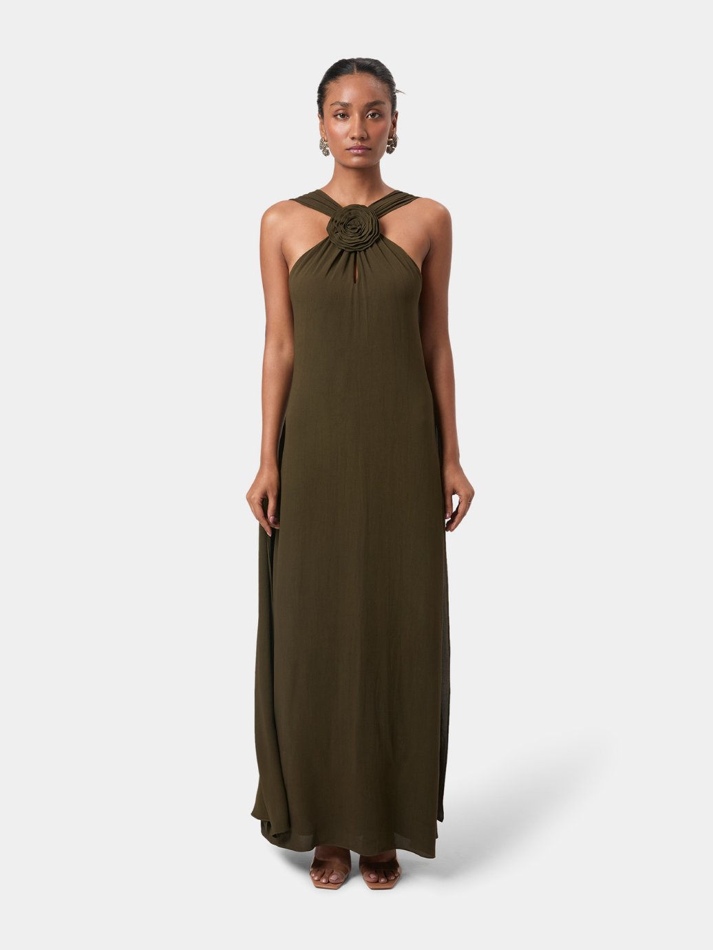 Rosette Halter Maxi Gown