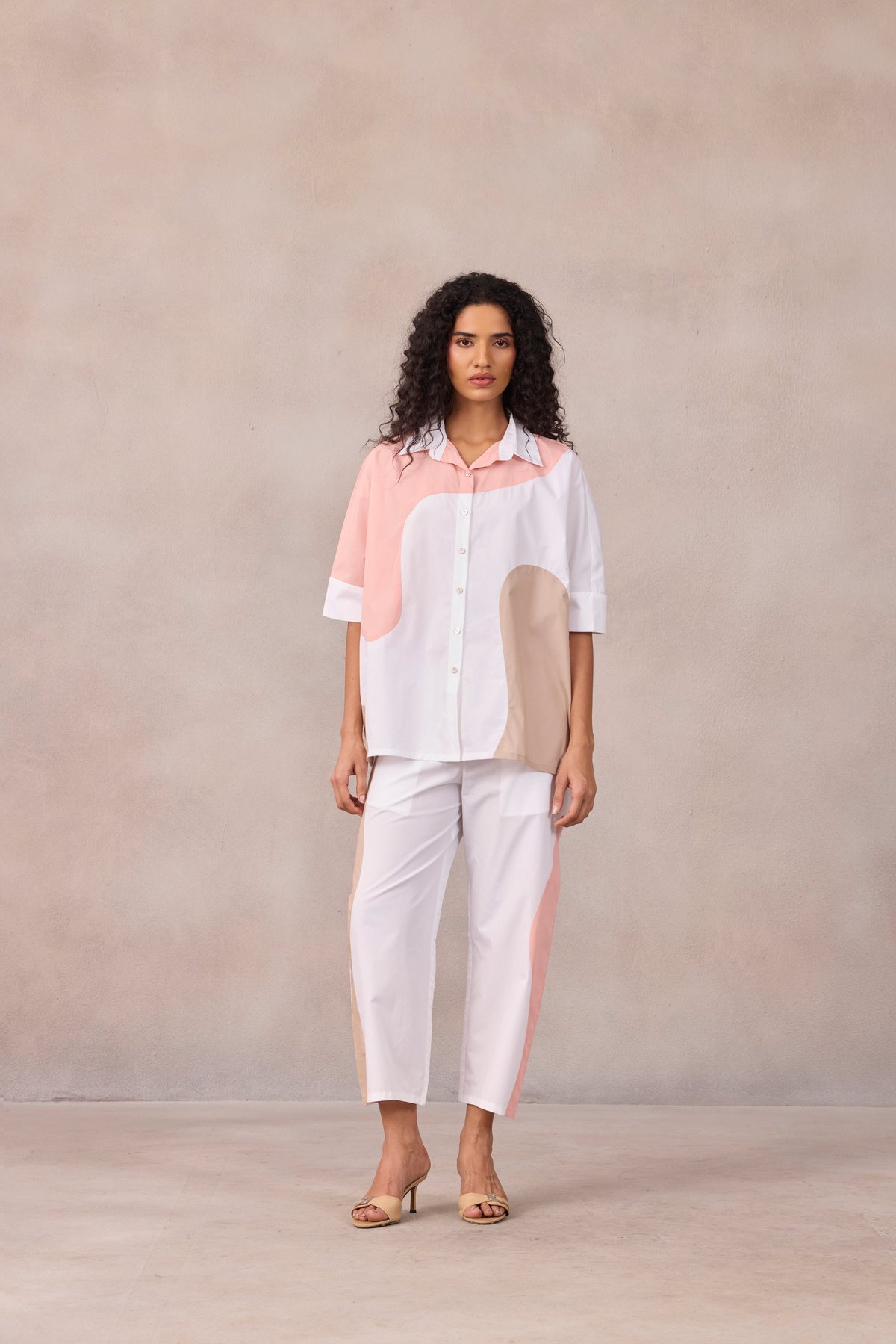Bright White Pastel Colorblock Co-ord Set