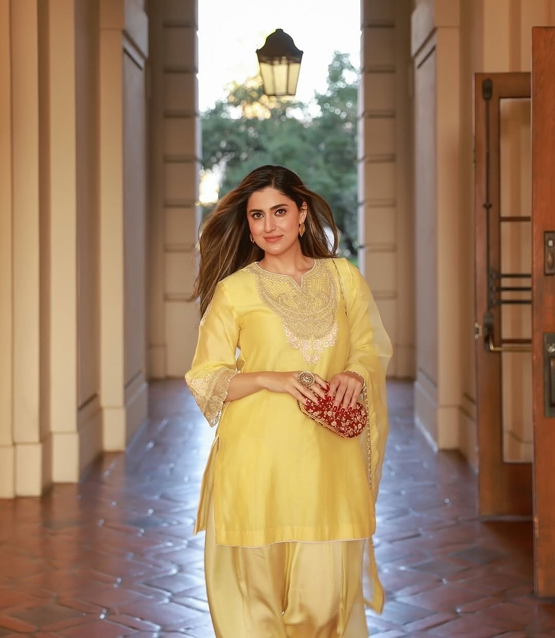 Lemon Yellow Embroidered Short Kurta with Salwar Set