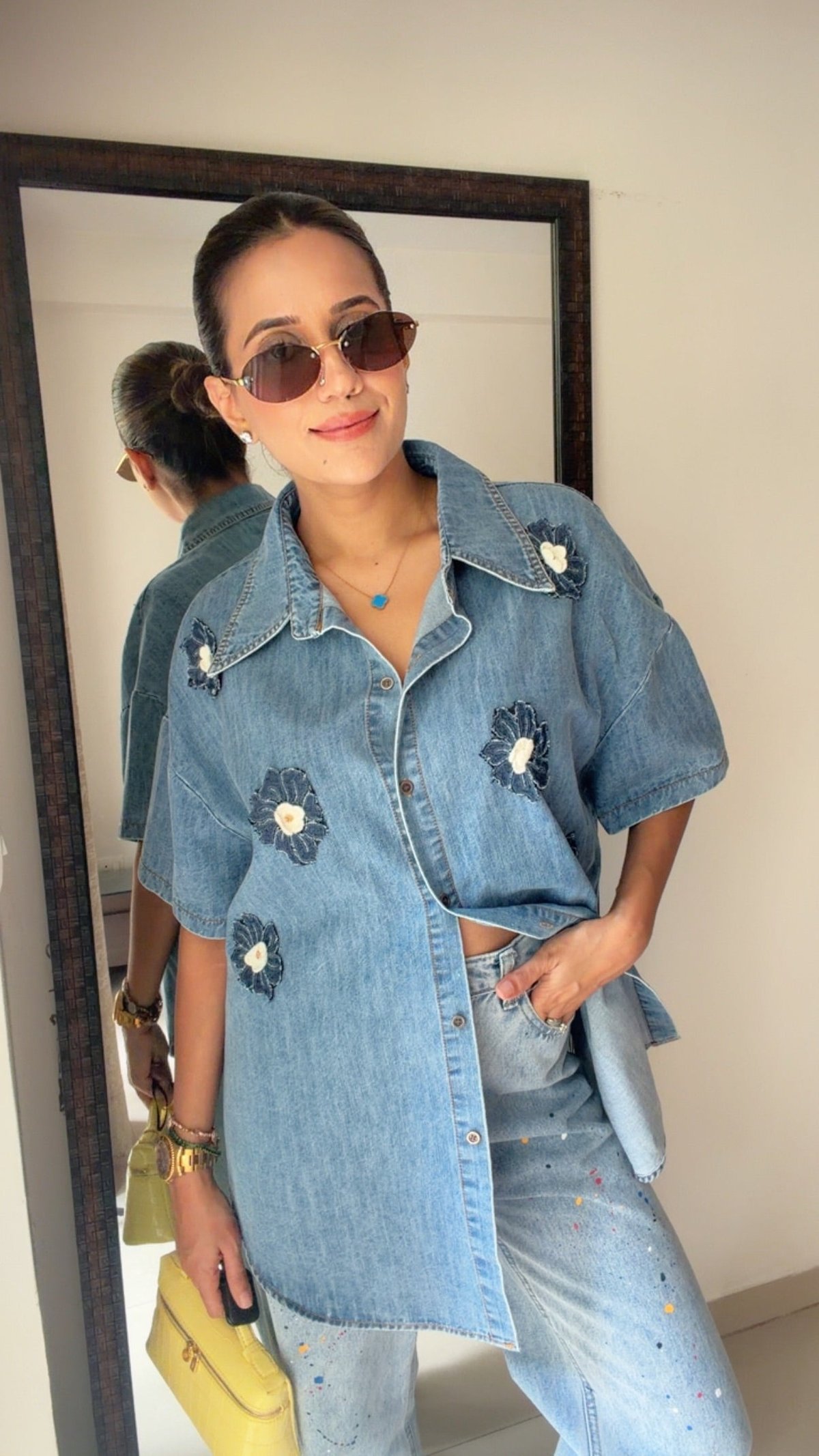 Bloom Embroidered Denim Shirt