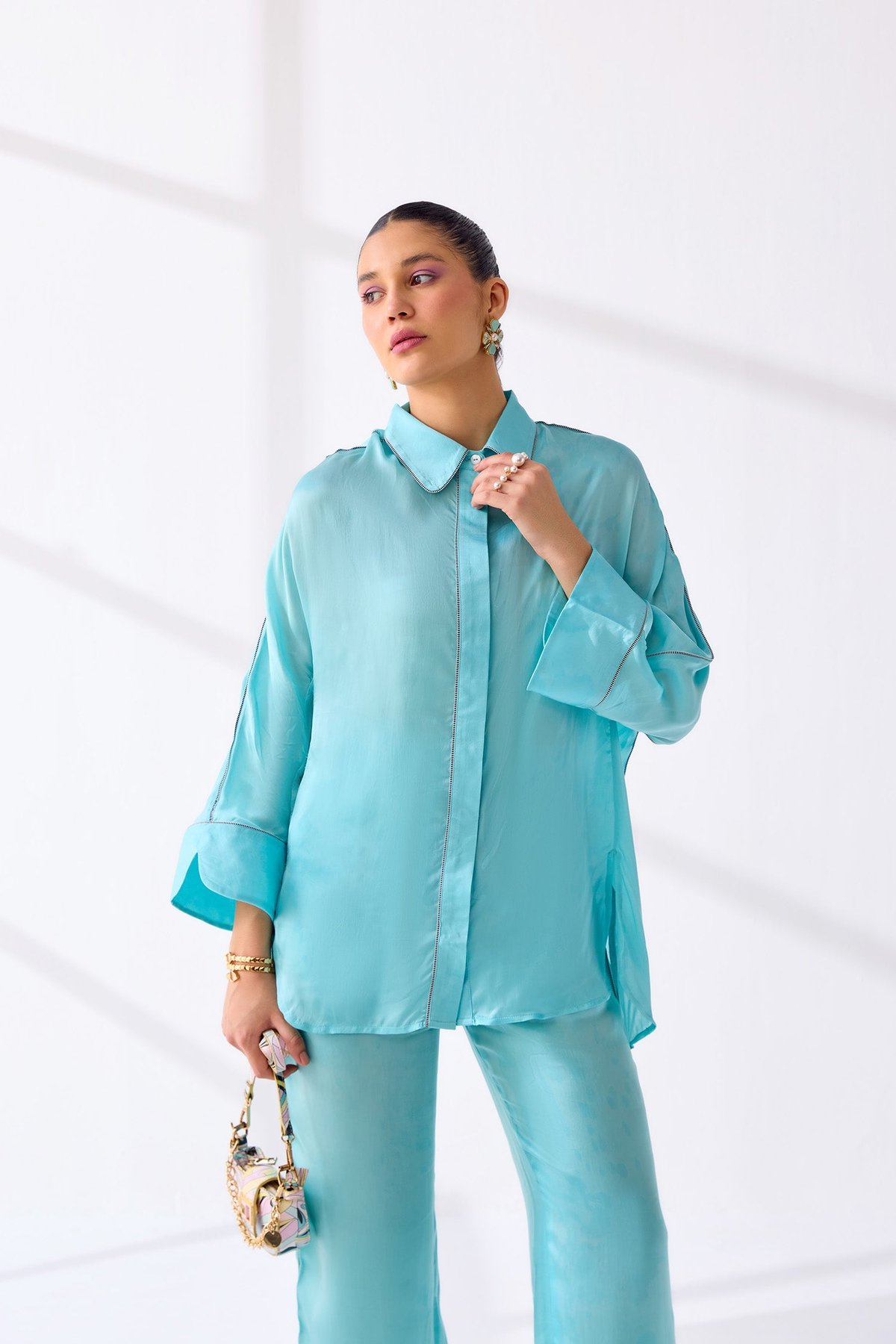 Marine Bamberg Satin Relaxed-Fit Button-Down Shirt
