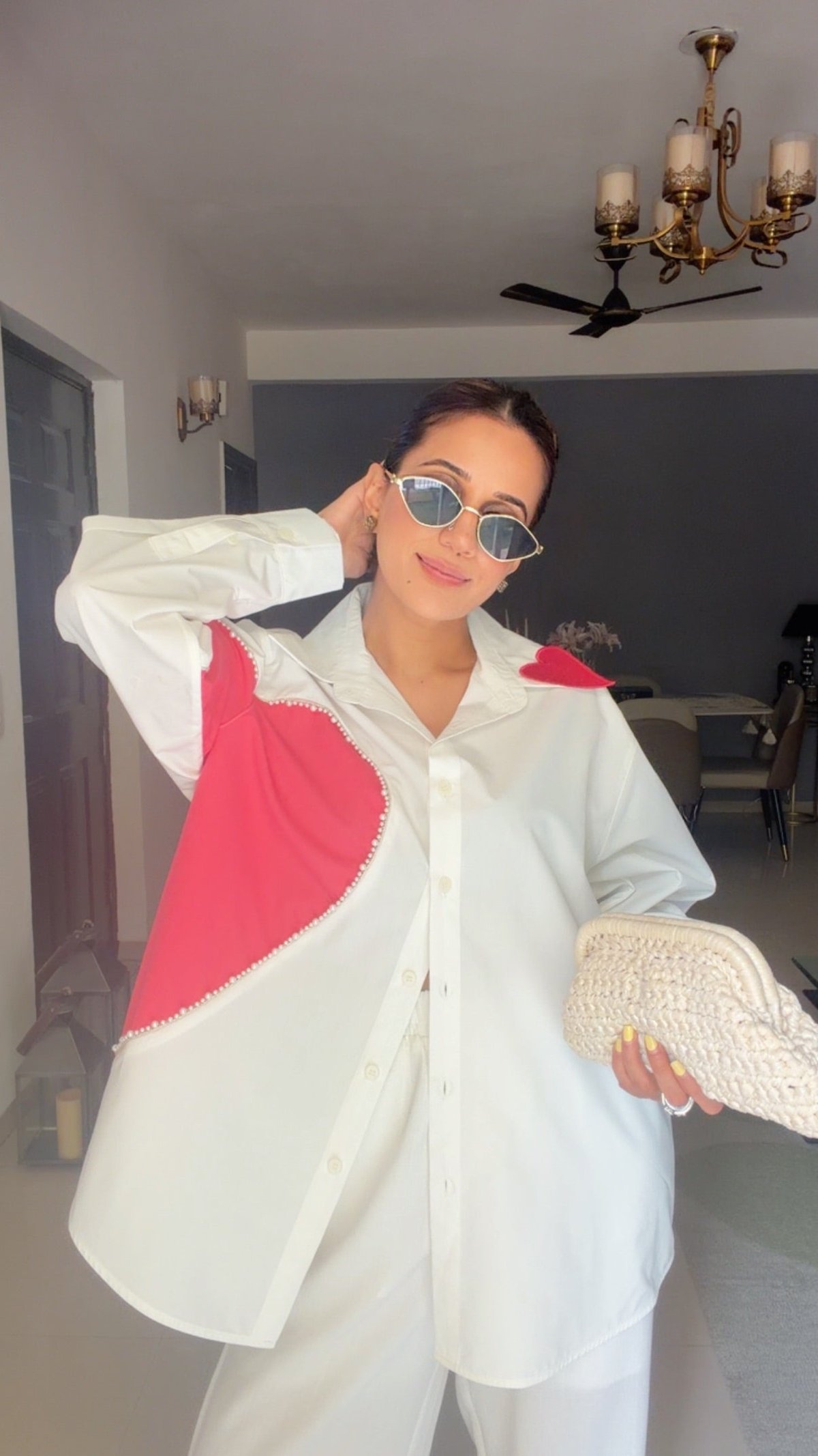 Pink Heart Pearl Poplin Shirt