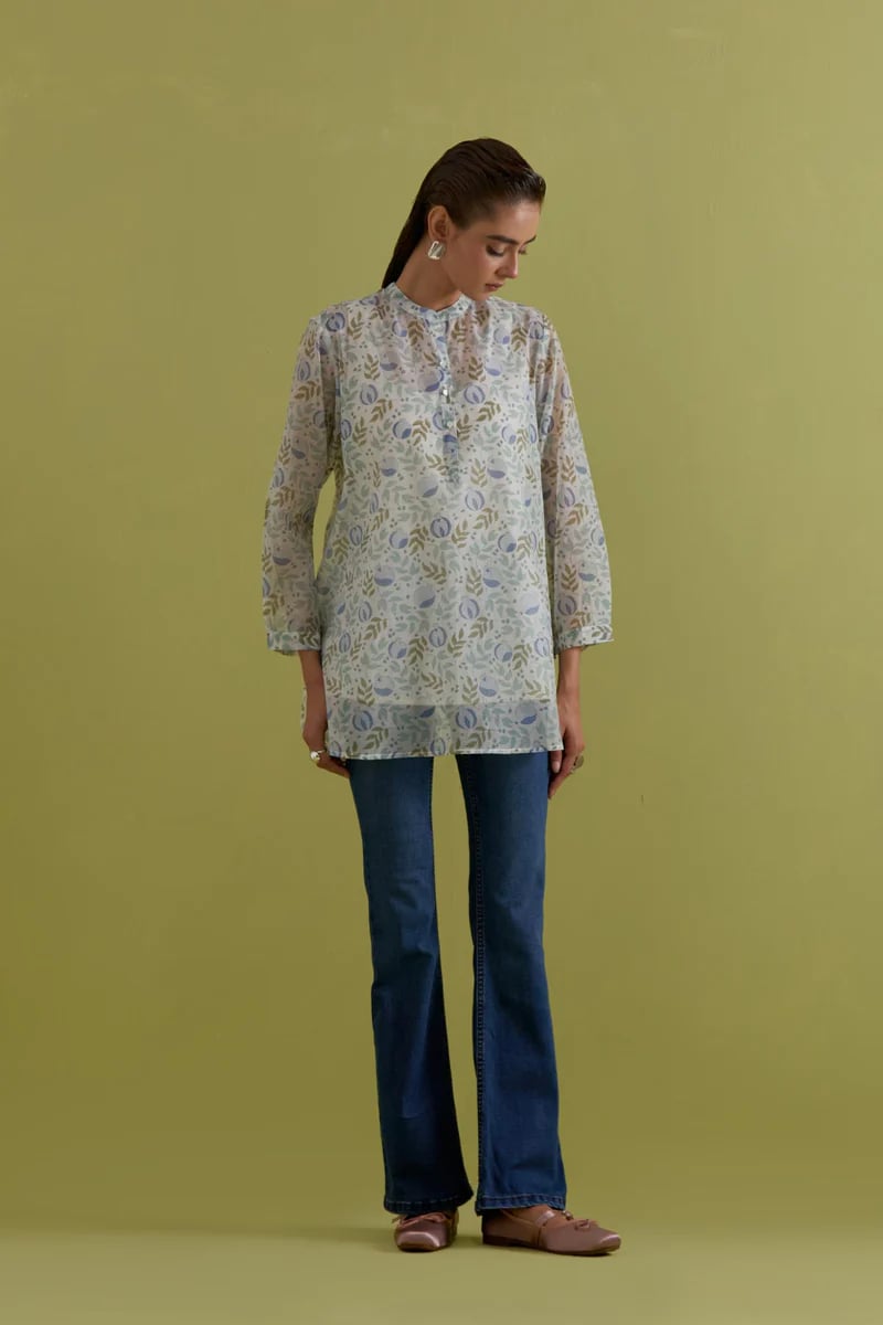 Off White Cotton Chanderi Top