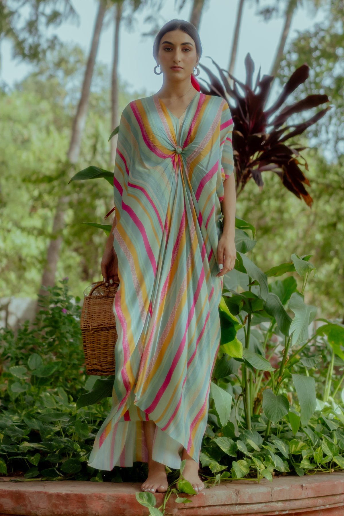 Multi-coloured Striped Knot Kaftan