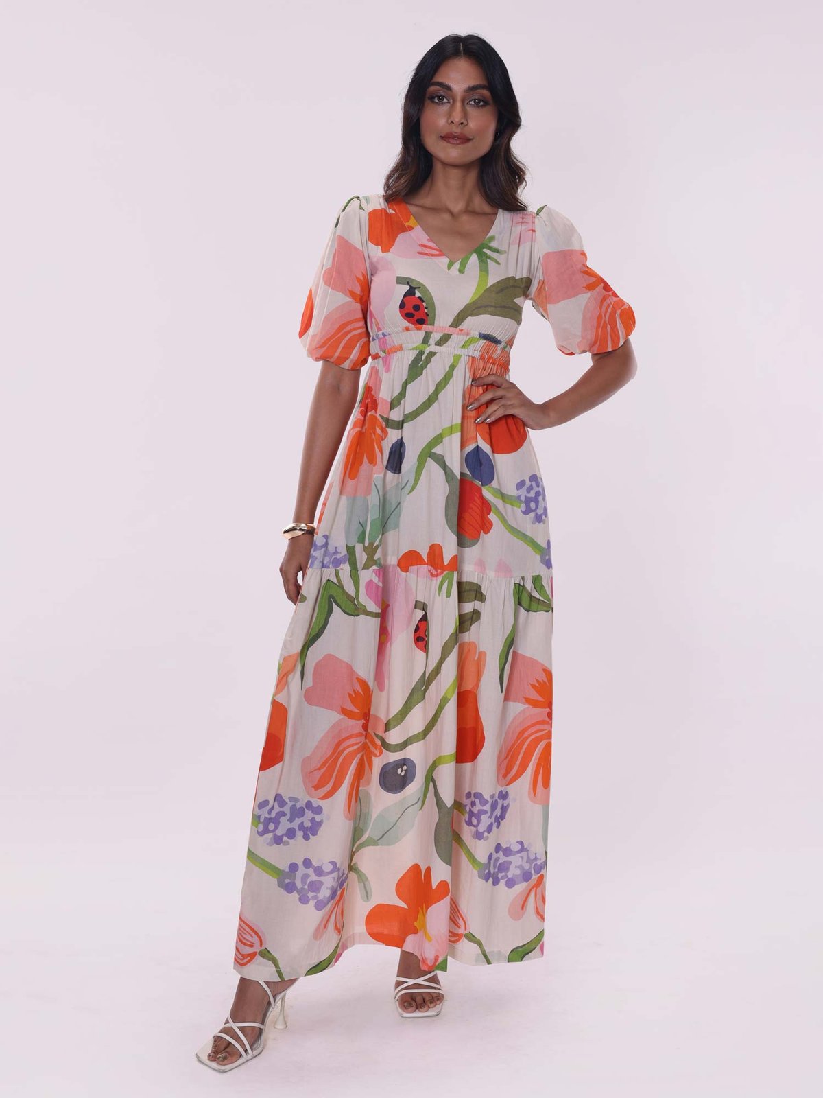 Mulberry Printed V Neck Dress