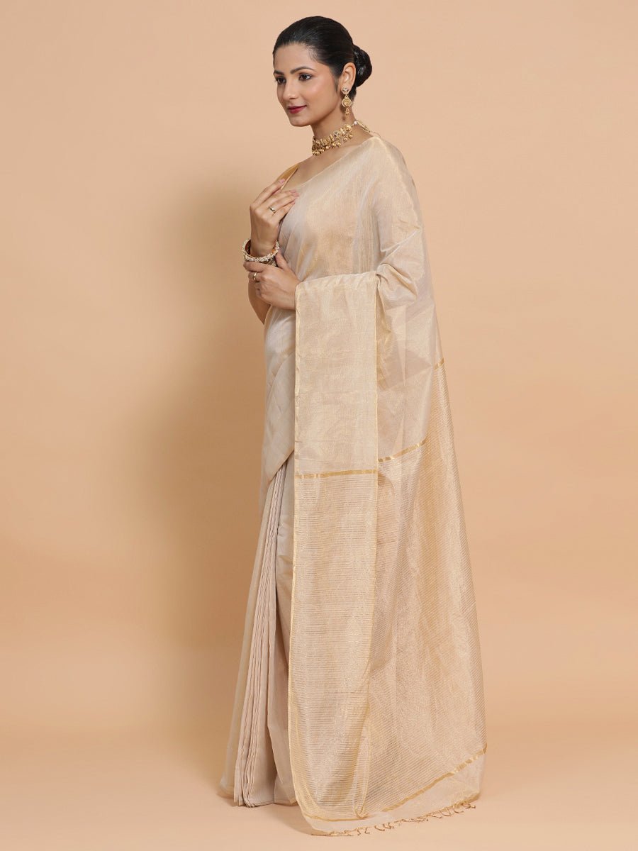 Beige Tissue Saree Tyohaar