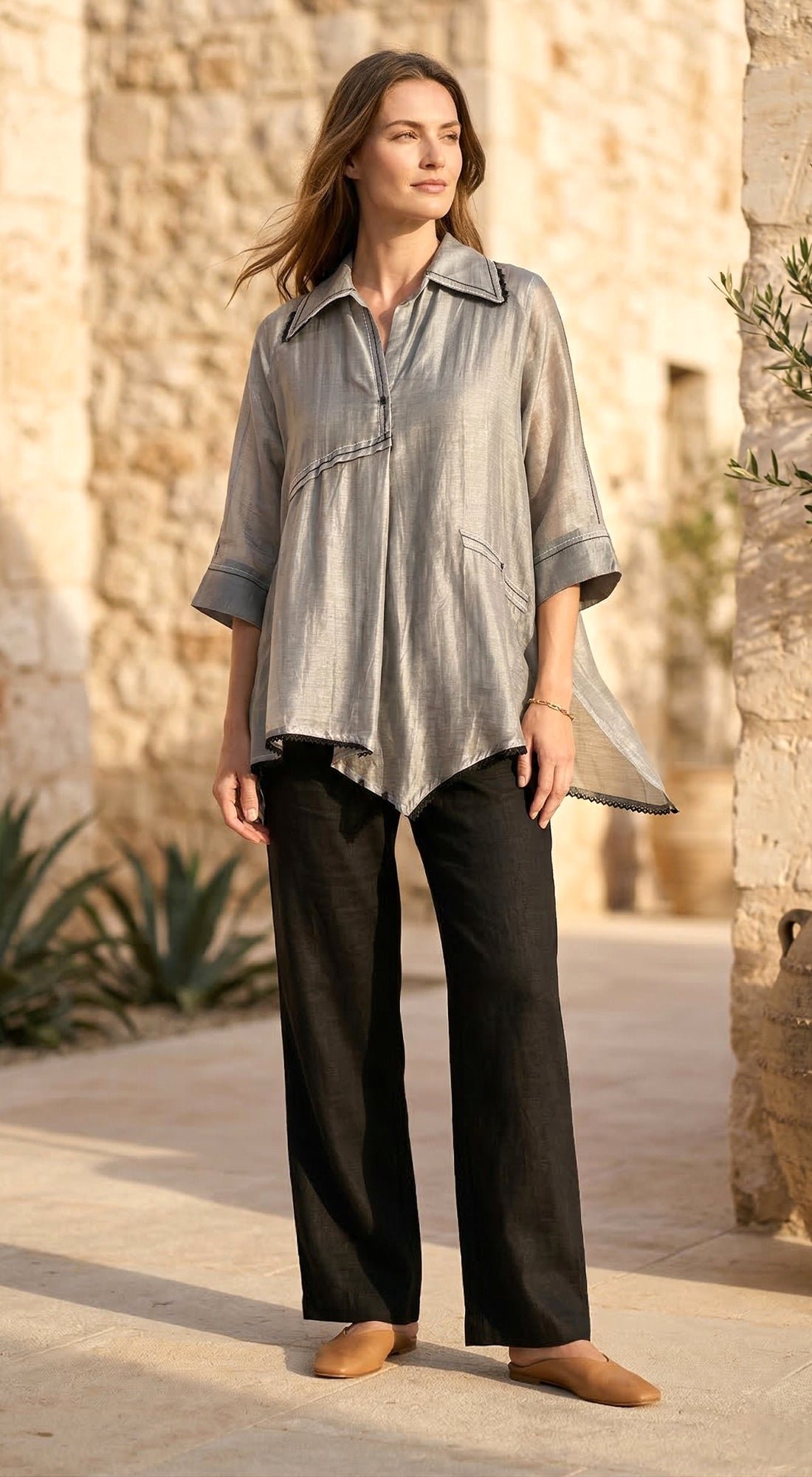 Aqua Drift Asymmetrical Shirt