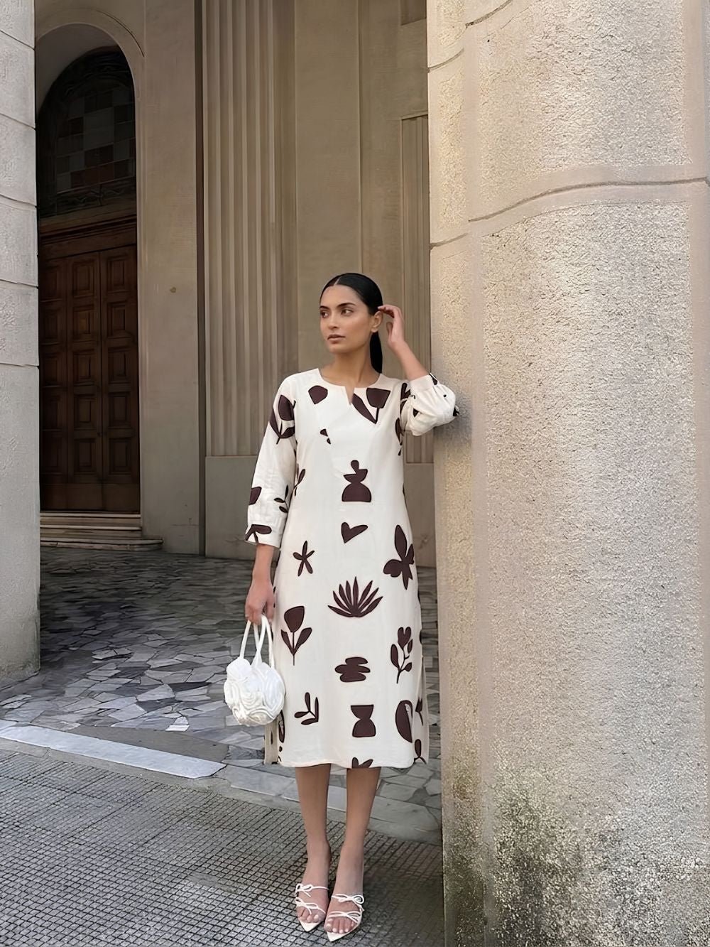 Shadow Printed Midi Dress