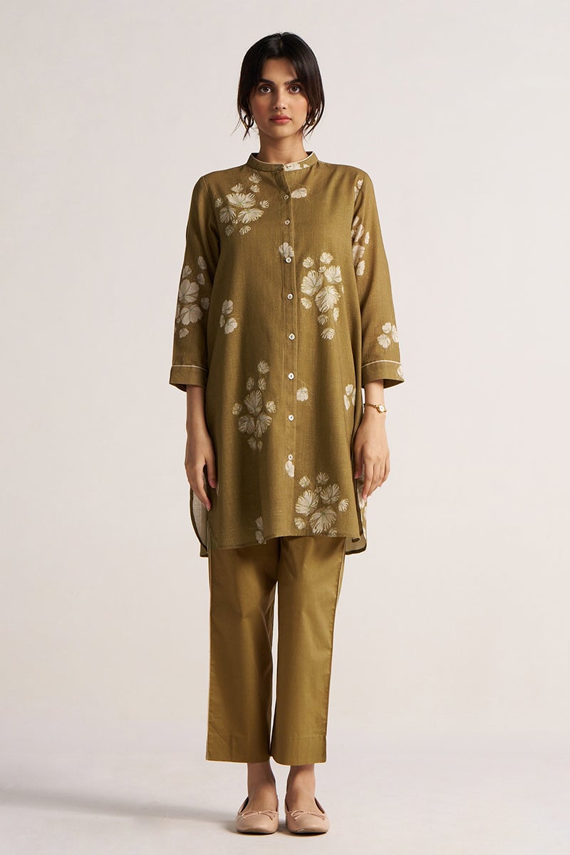 Martini Olive Floral Printed Kurta Co-ord Set