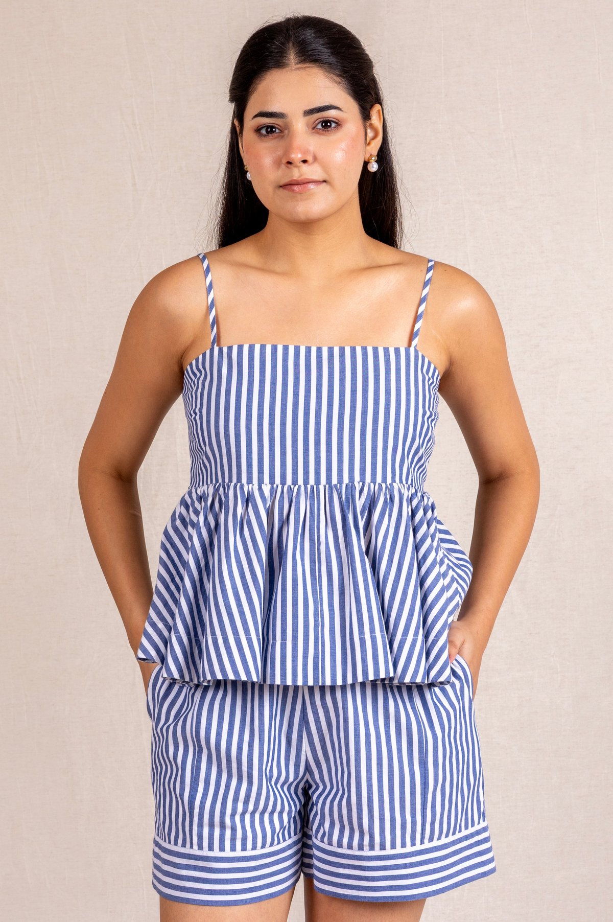 Blue Stripe Short Set