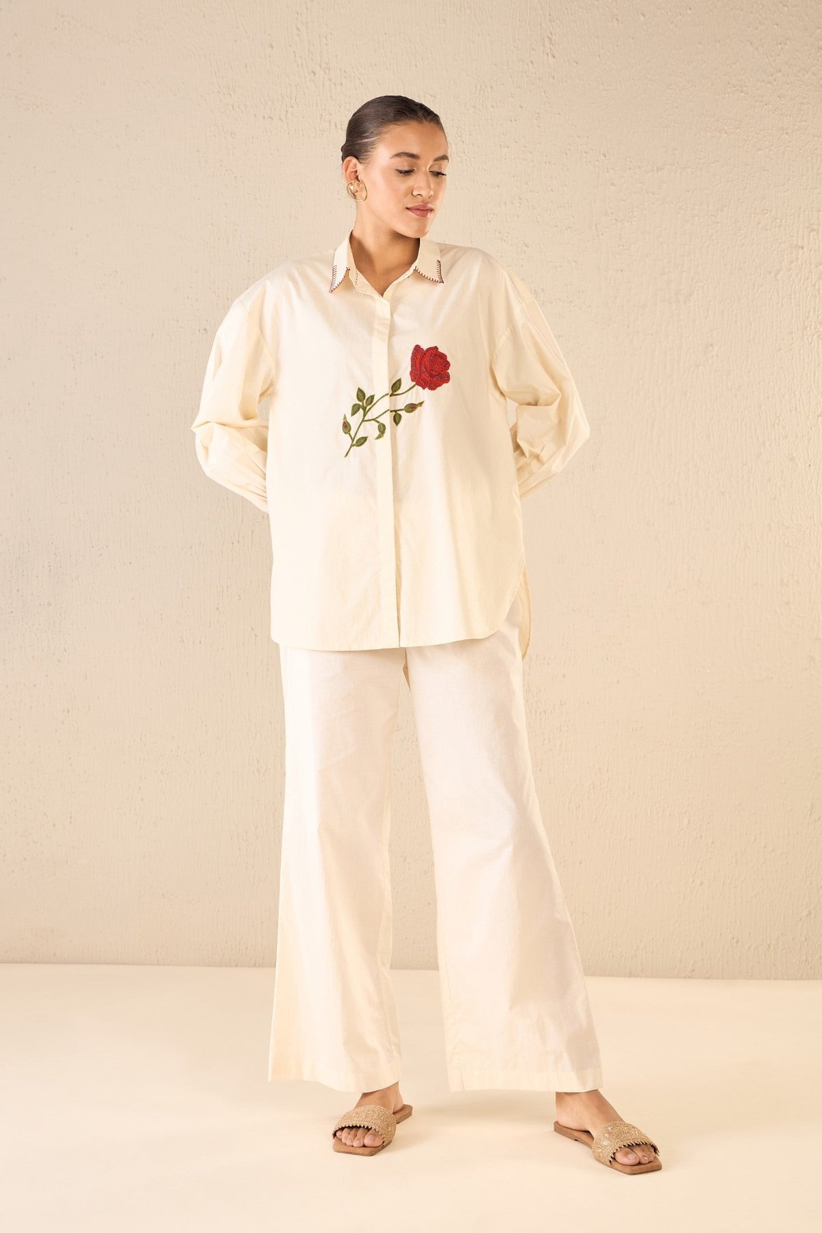 Scarlet Rose: Ivory Rose Oversize Shirt