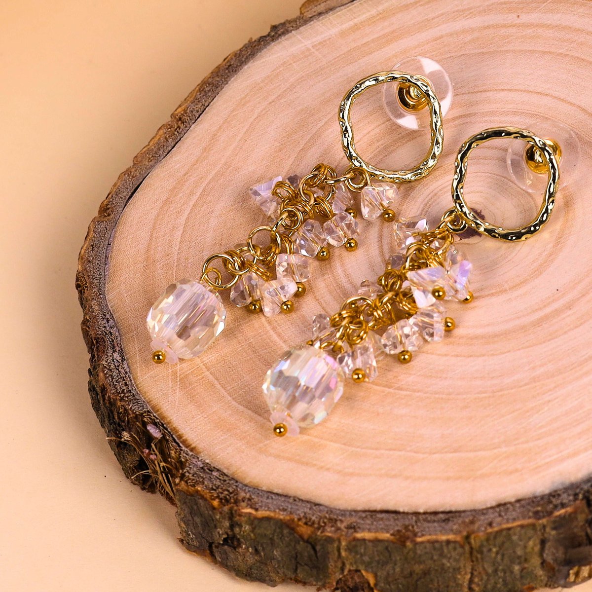Aisha Golden Crystal Eardrop