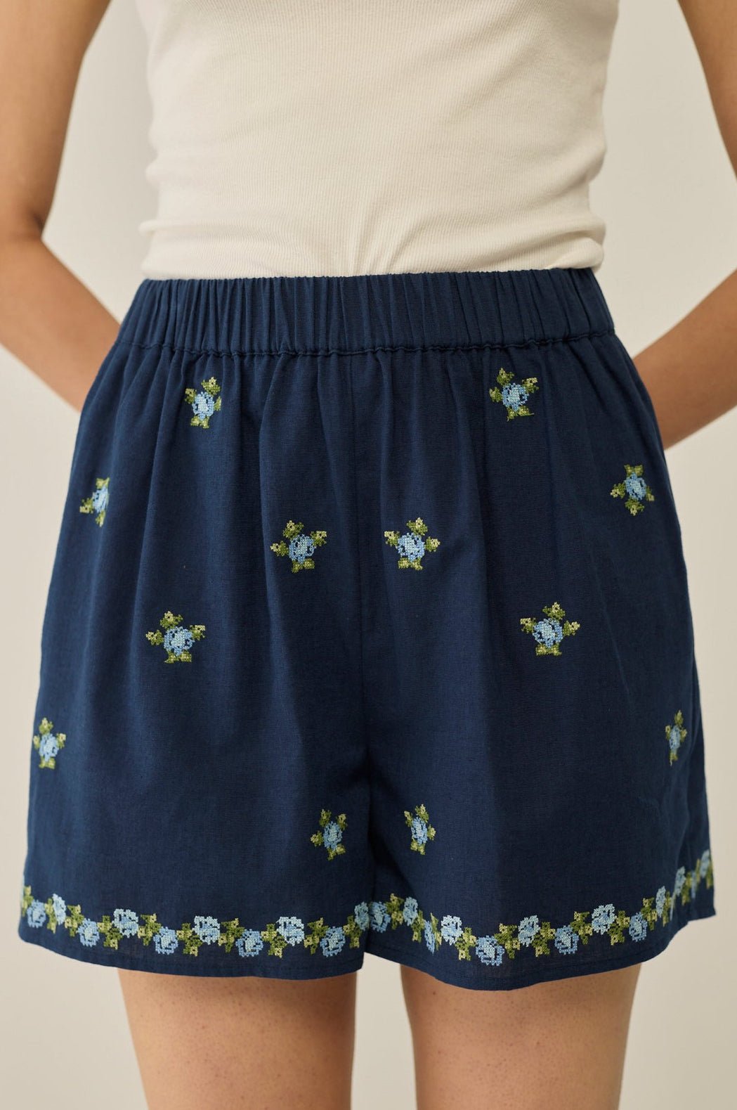 All Over Embroidered Shorts